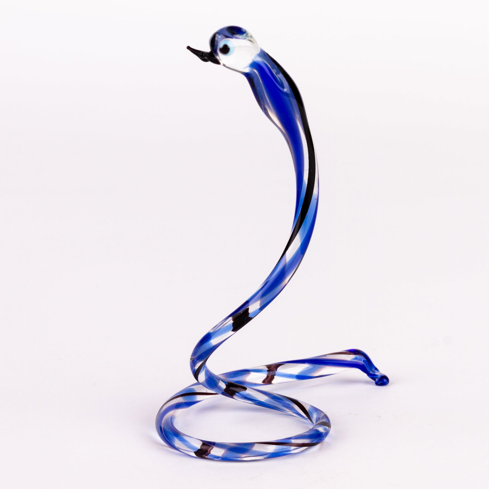 Murano Venetian Glass Sculpture Snake: DIMENSIONS APPROX 9.5x6x13CM.