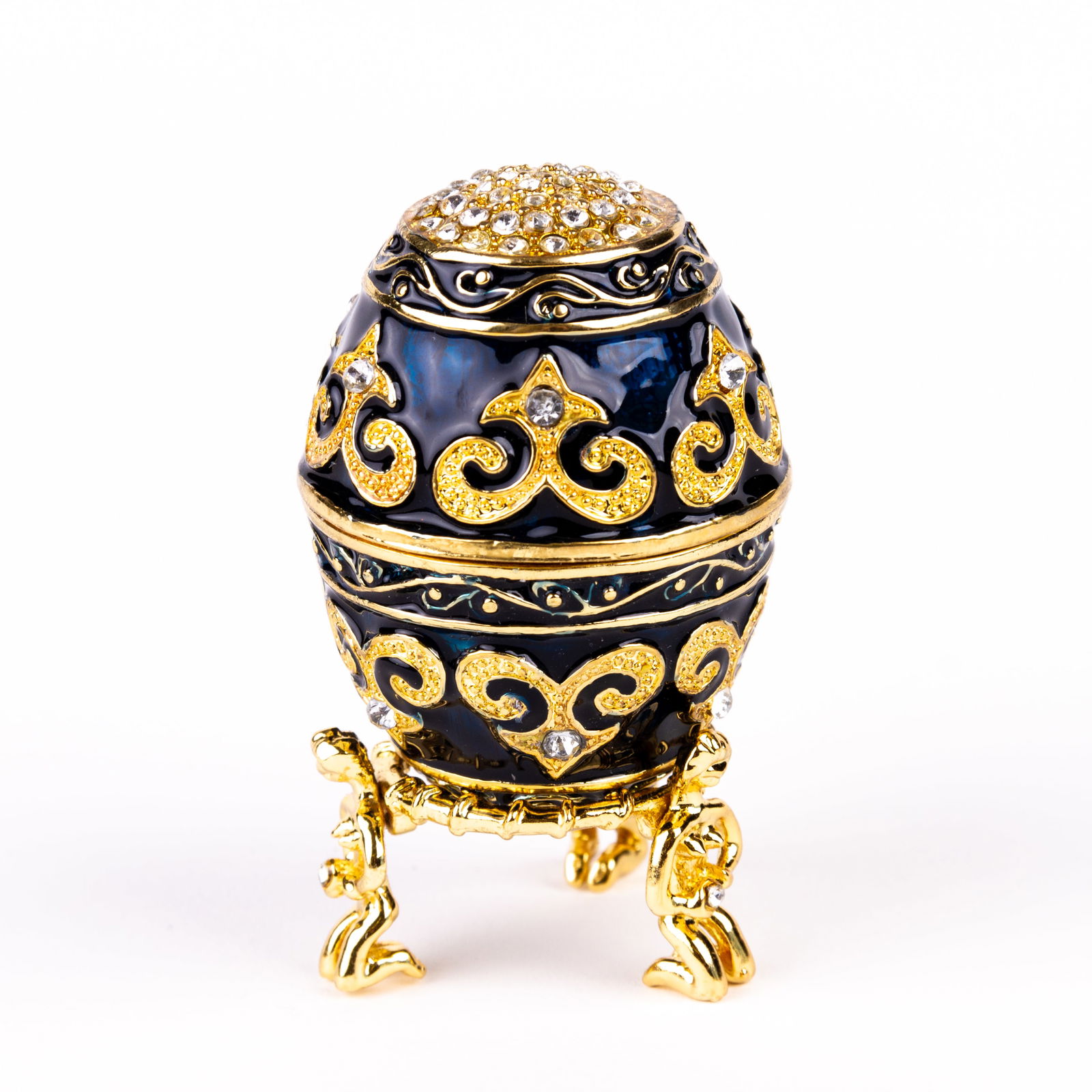 House of Faberge Enamel Egg on Gilded Stand (1 of 7)