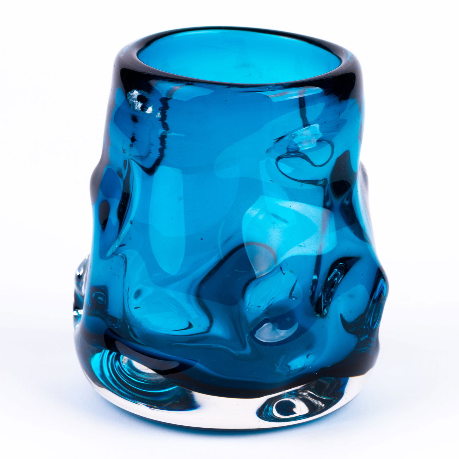 Whitefriars Knobbly Kingfisher Blue Glass Designer Vase (1 of 5)