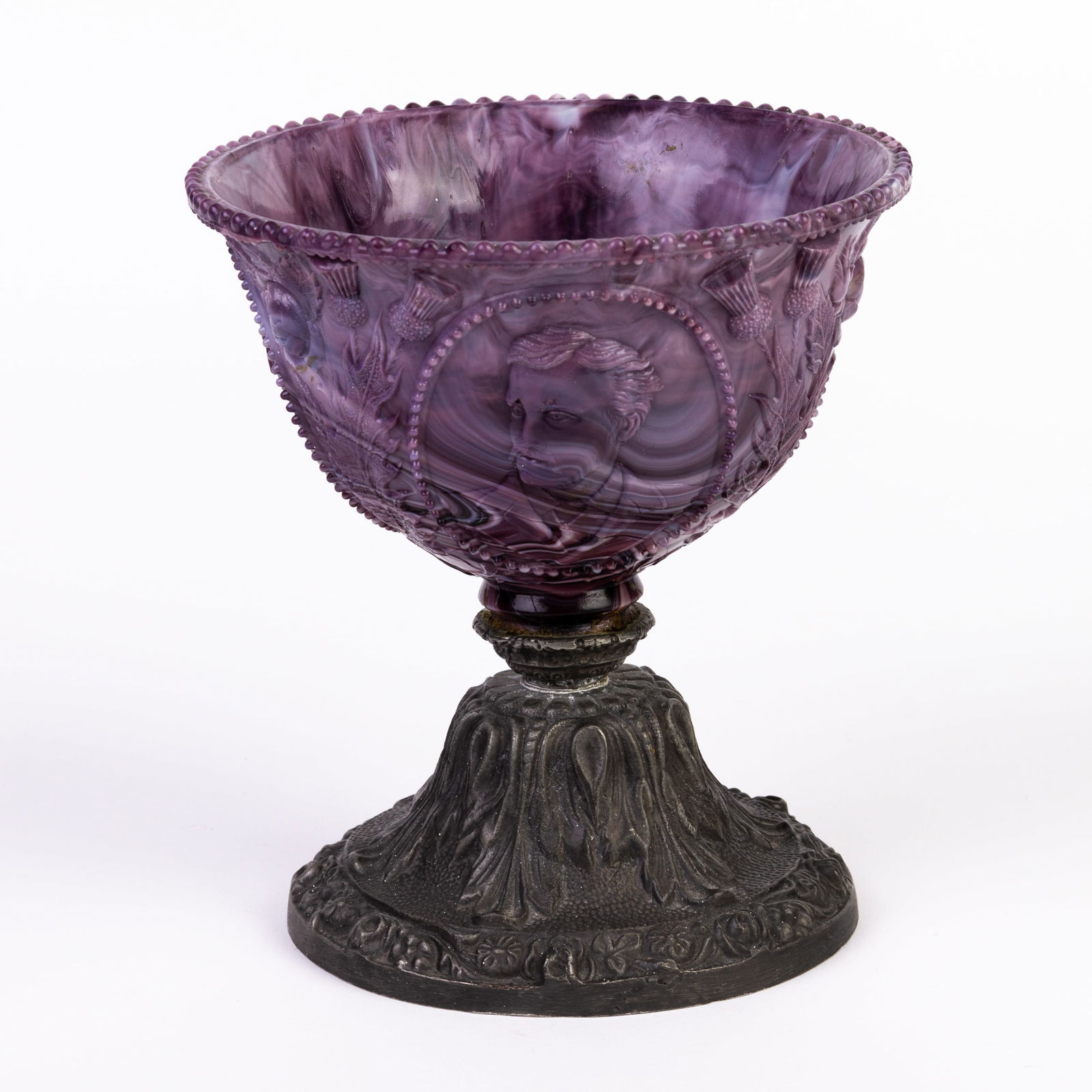 Sowerby Amethyst Glass Victorian Chalice Marquis of Lorne: DIMENSIONS APPROX 15x15x16CM.