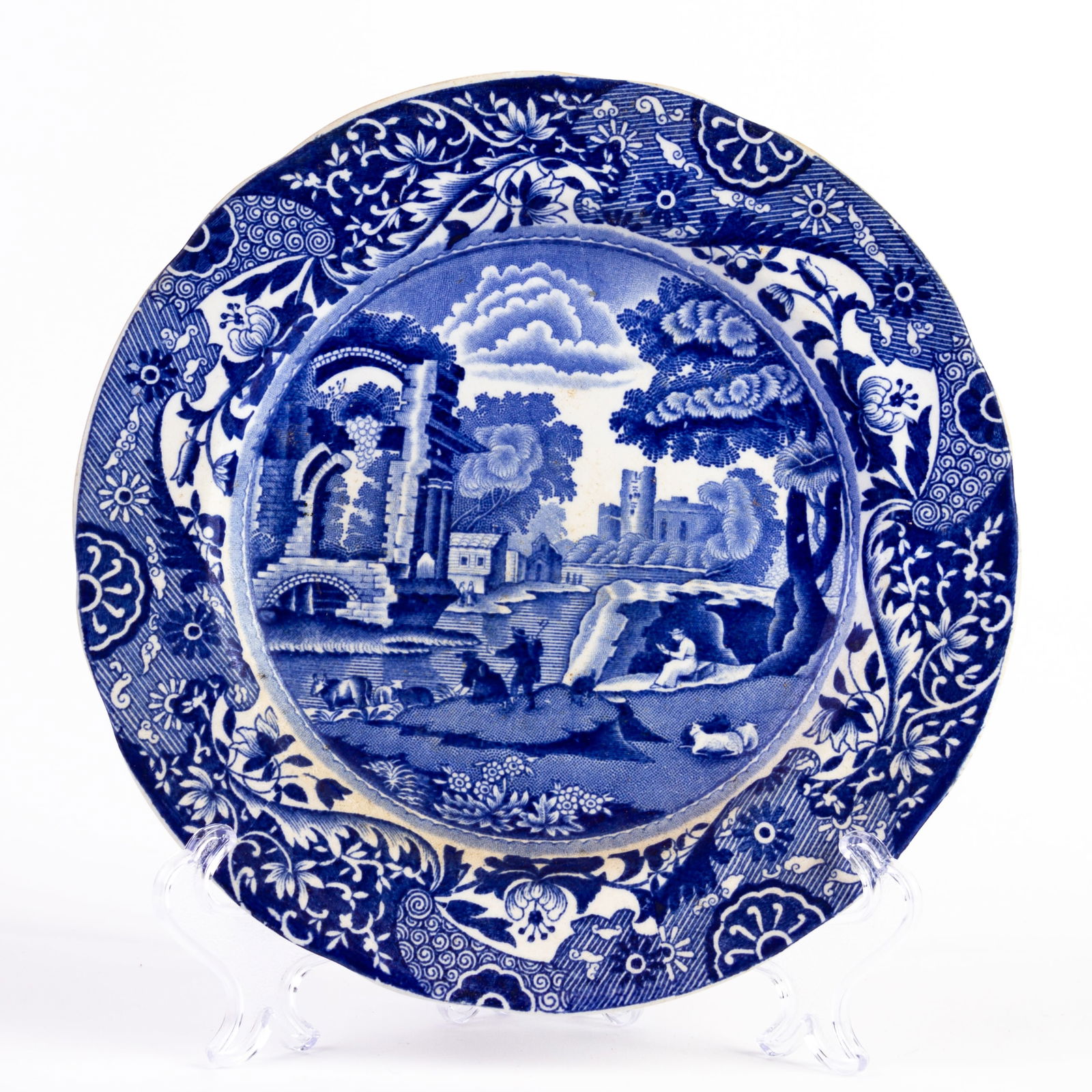 Copeland Spode Blue Italian Porcelain Plate: DIMENSIONS APPROX 19x19x1.5CM.
