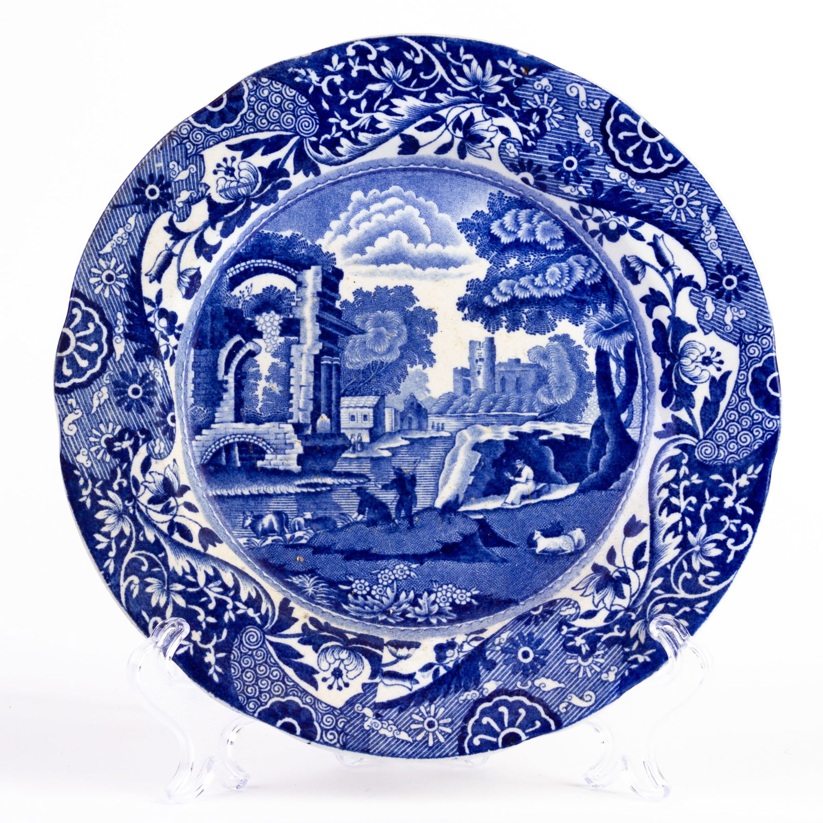 Copeland Spode Blue Italian Porcelain Plate: DIMENSIONS APPROX 19x19x1.5CM.