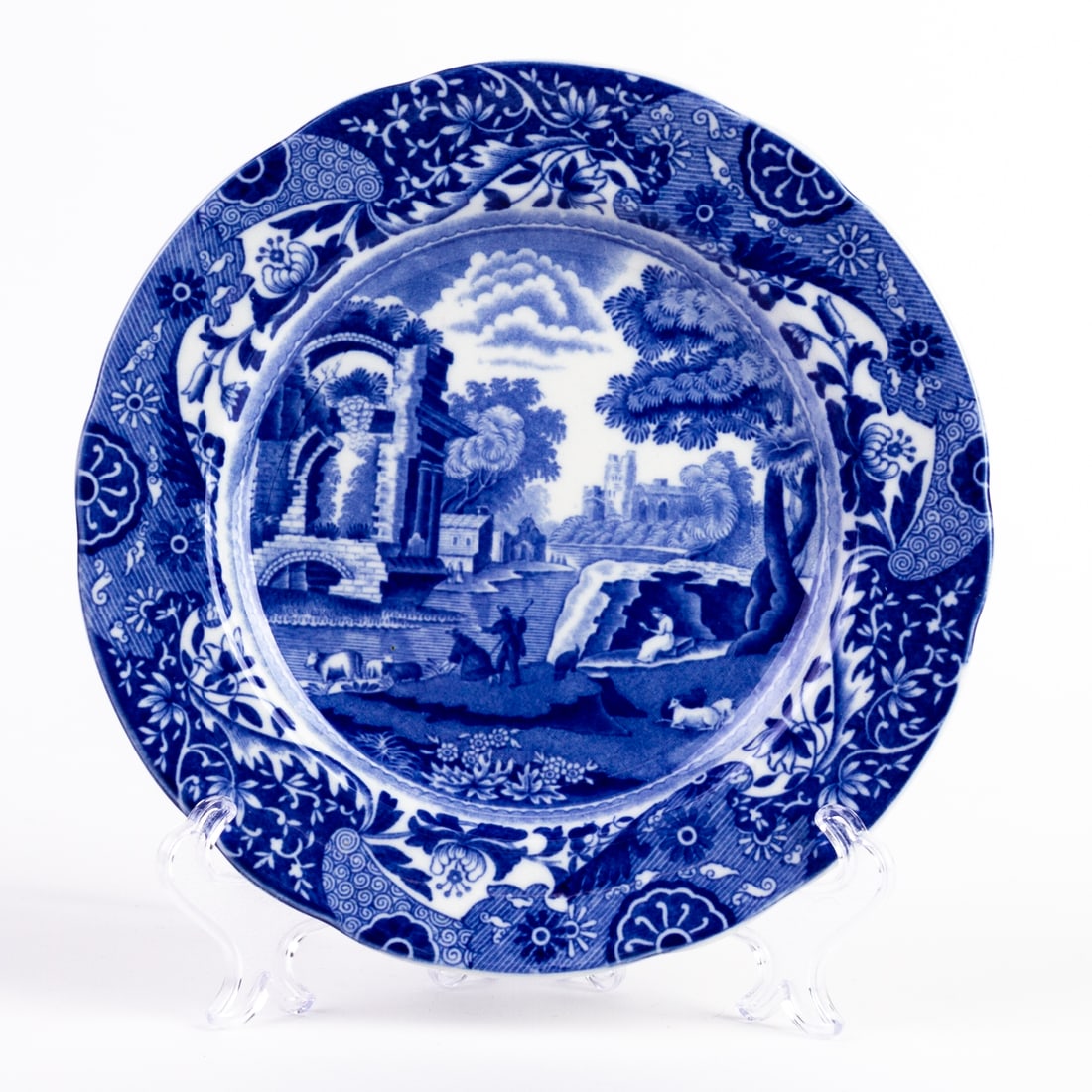 Copeland Spode Blue Italian Porcelain Plate: DIMENSIONS APPROX 19x19x2CM.