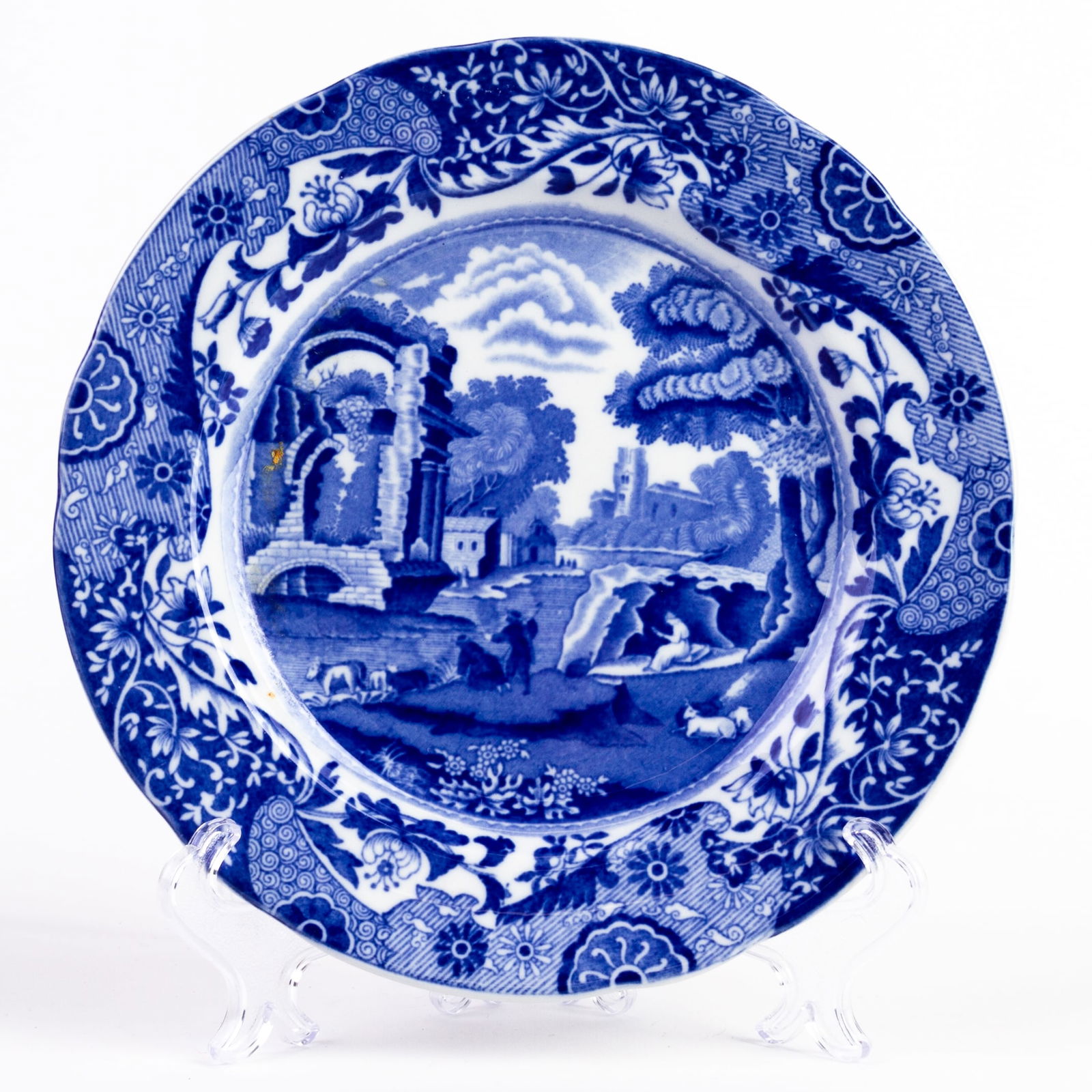 Copeland Spode Blue Italian Porcelain Plate: DIMENSIONS APPROX 19x19x2CM.