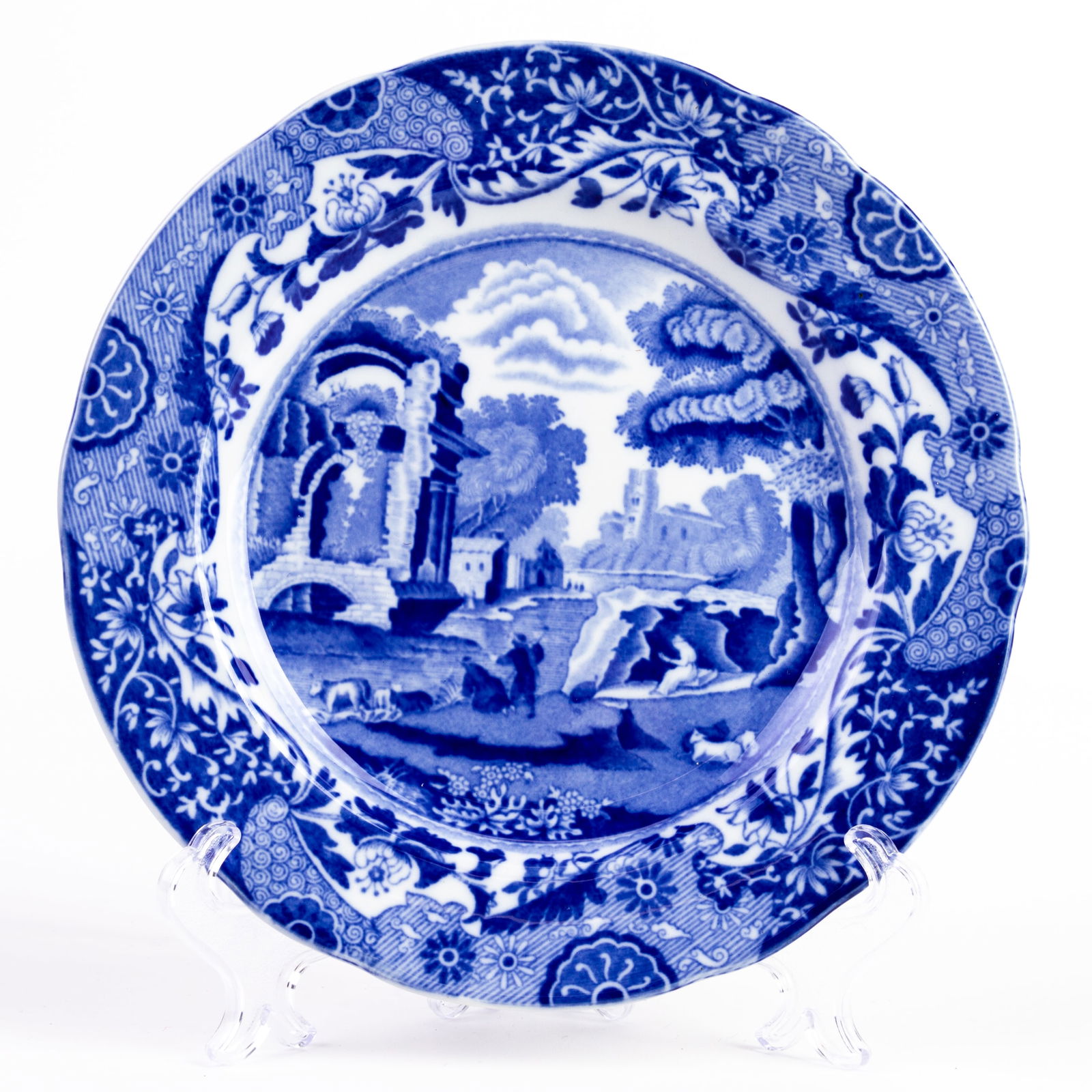 Copeland Spode Blue Italian Porcelain Plate: DIMENSIONS APPROX 19x19x2CM.