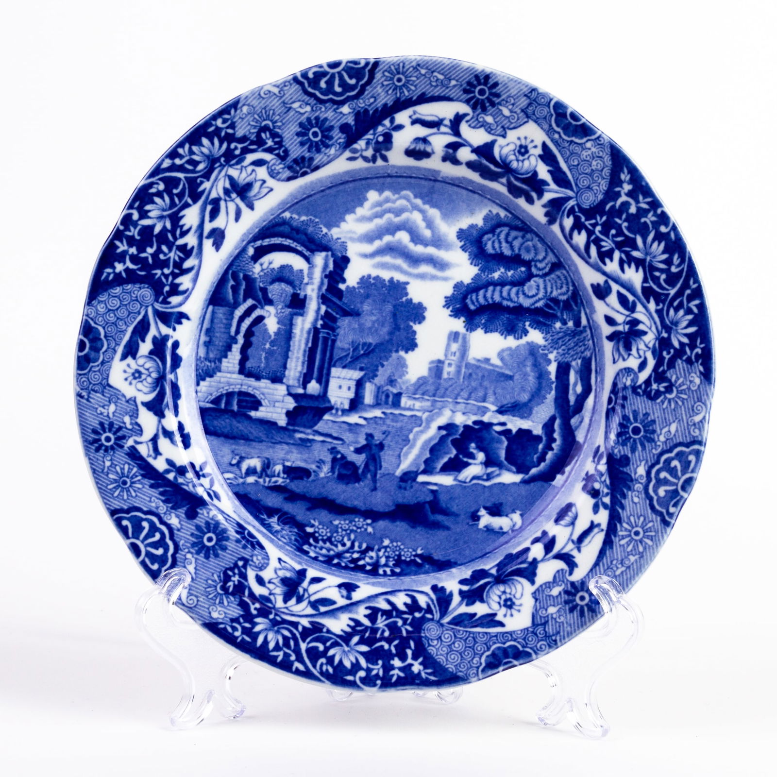 Copeland Spode Blue Italian Porcelain Plate: DIMENSIONS APPROX 19x19x2CM.
