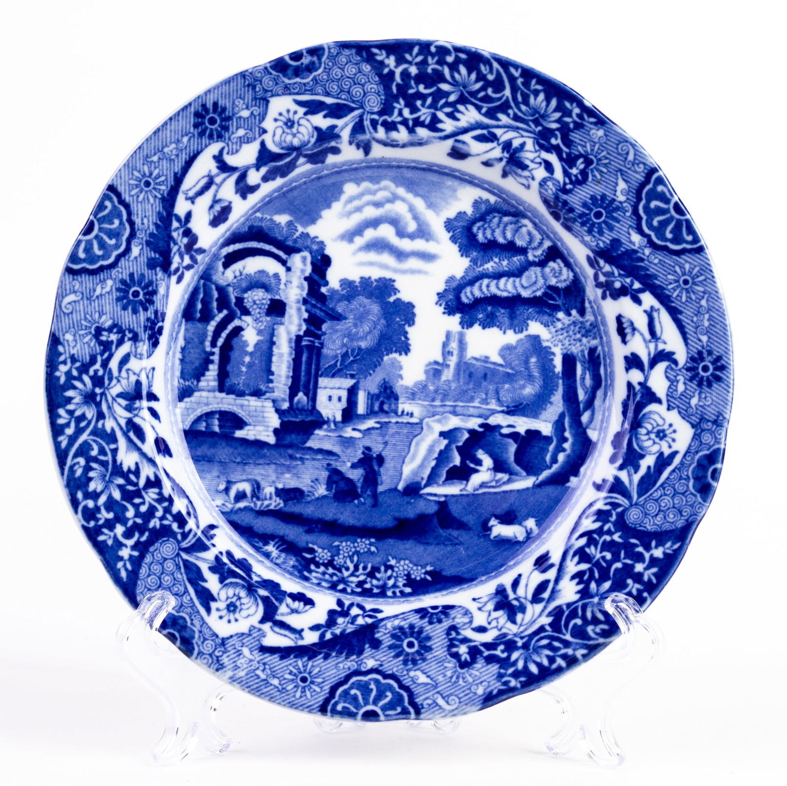 Copeland Spode Blue Italian Porcelain Plate: DIMENSIONS APPROX 19x19x2CM.
