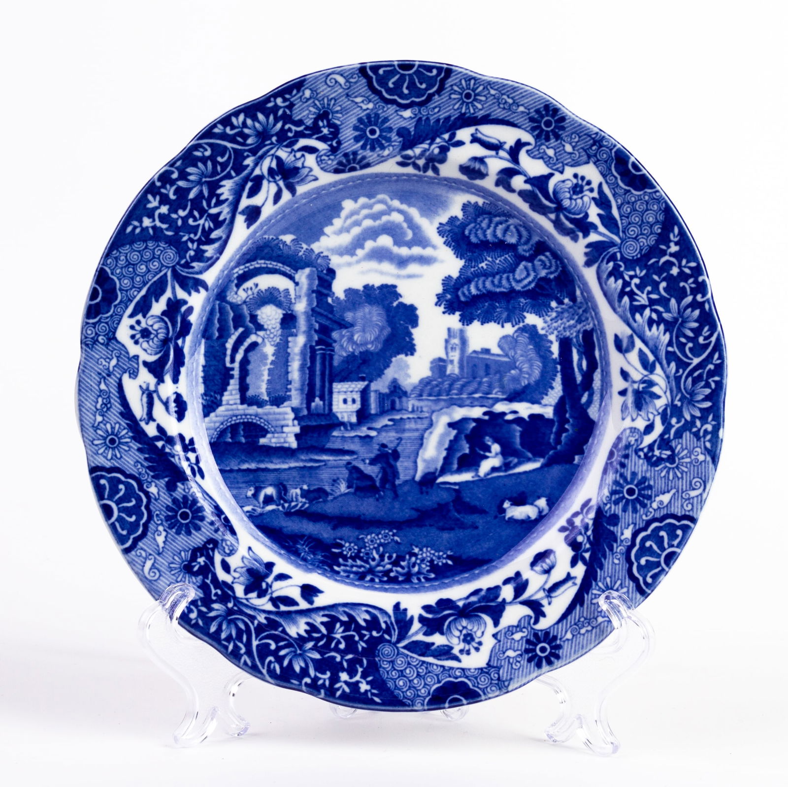 Copeland Spode Blue Italian Porcelain Plate: DIMENSIONS APPROX 19x19x2CM.