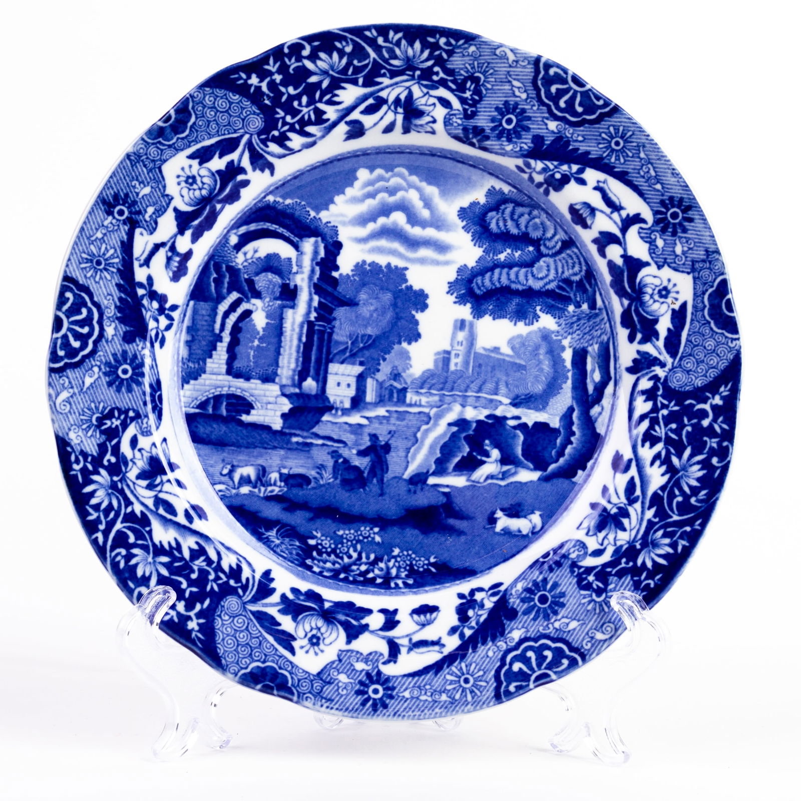 Copeland Spode Blue Italian Porcelain Plate: DIMENSIONS APPROX 19x19x2CM
