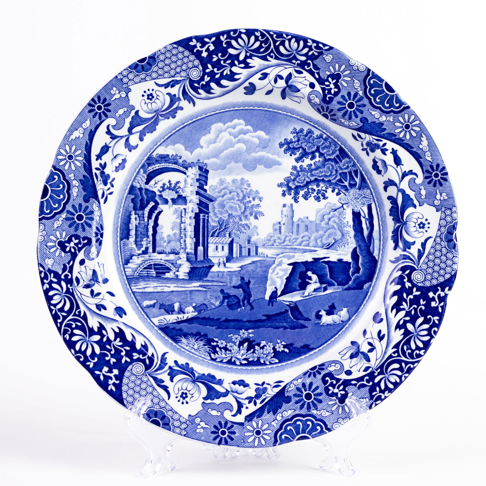 Copeland Spode Blue Italian Porcelain Plate: DIMENSIONS APPROX 26.5x26.5x2.5CM.
