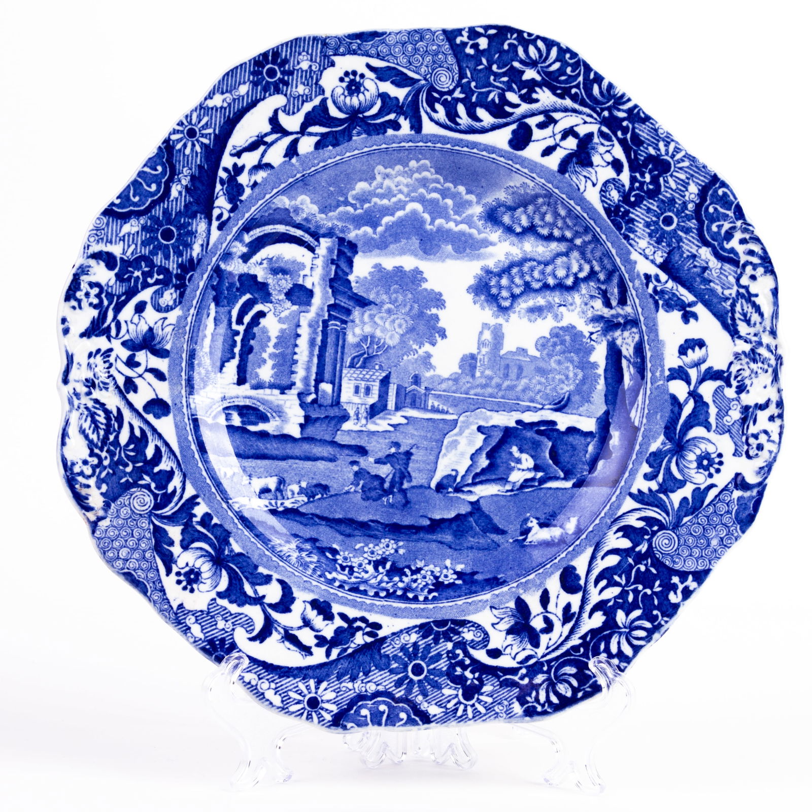 Copeland Spode Blue Italian Porcelain Plate: DIMENSIONS APPROX 25.5x25x2CM.