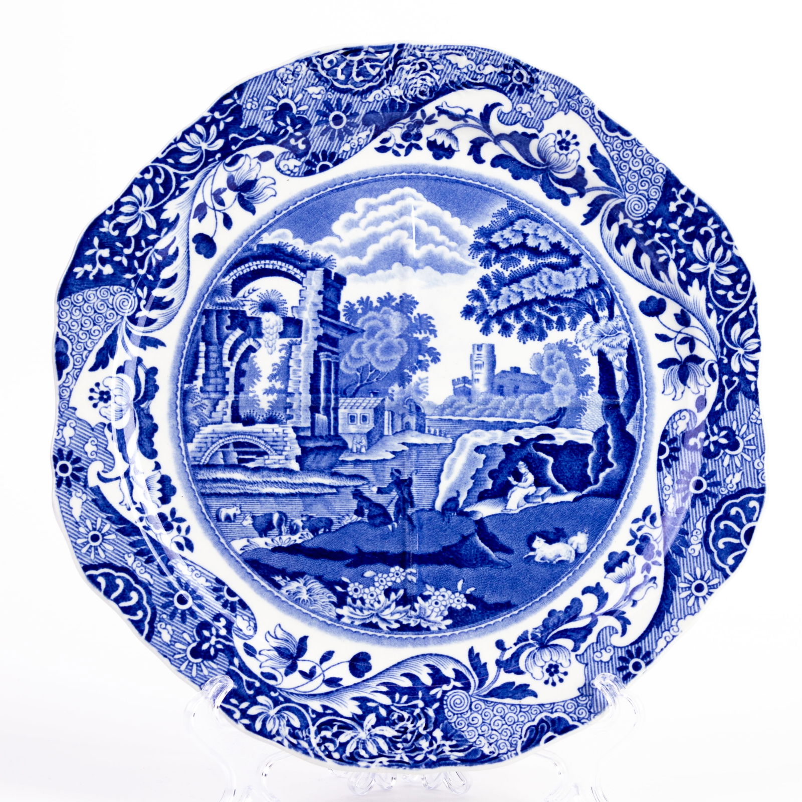 Copeland Spode Blue Italian Porcelain Plate: DIMENSIONS APPROX 24.5x25.5x2CM.
