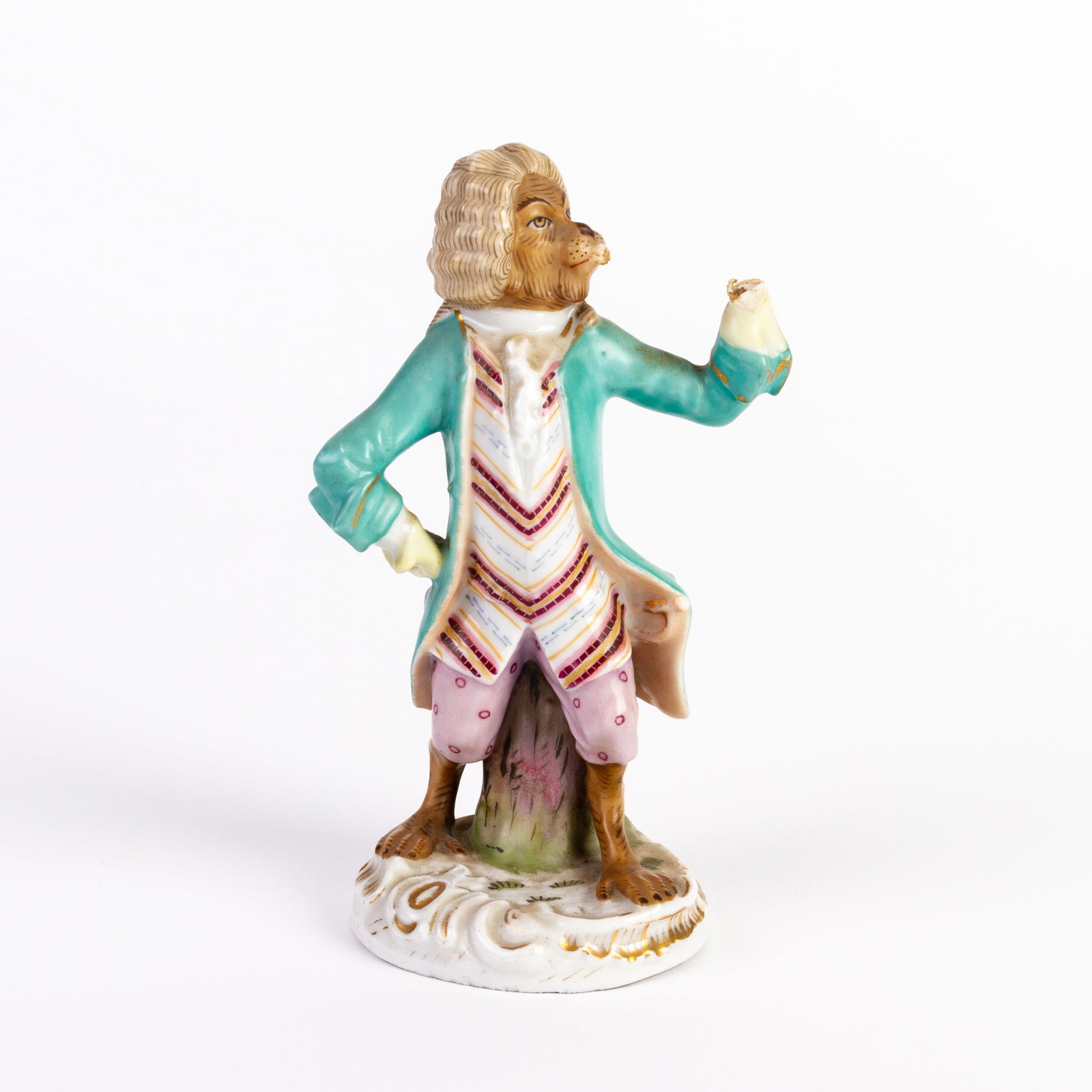 Meissen Style Monkey Band Musician German Porcelain Figure: DIMENSIONS APPROX 12x5x6CM.
