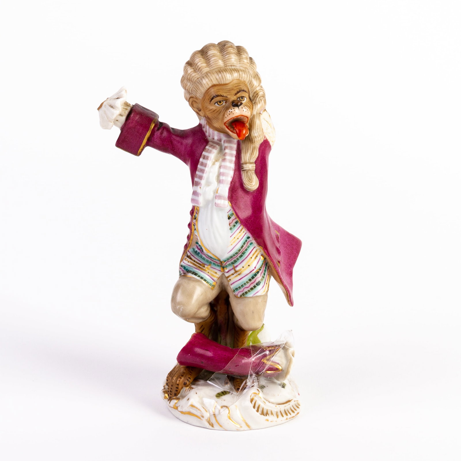 Meissen Style Monkey Band Musician German Porcelain Figure: DIMENSIONS APPROX 14.5x7x6.5CM.