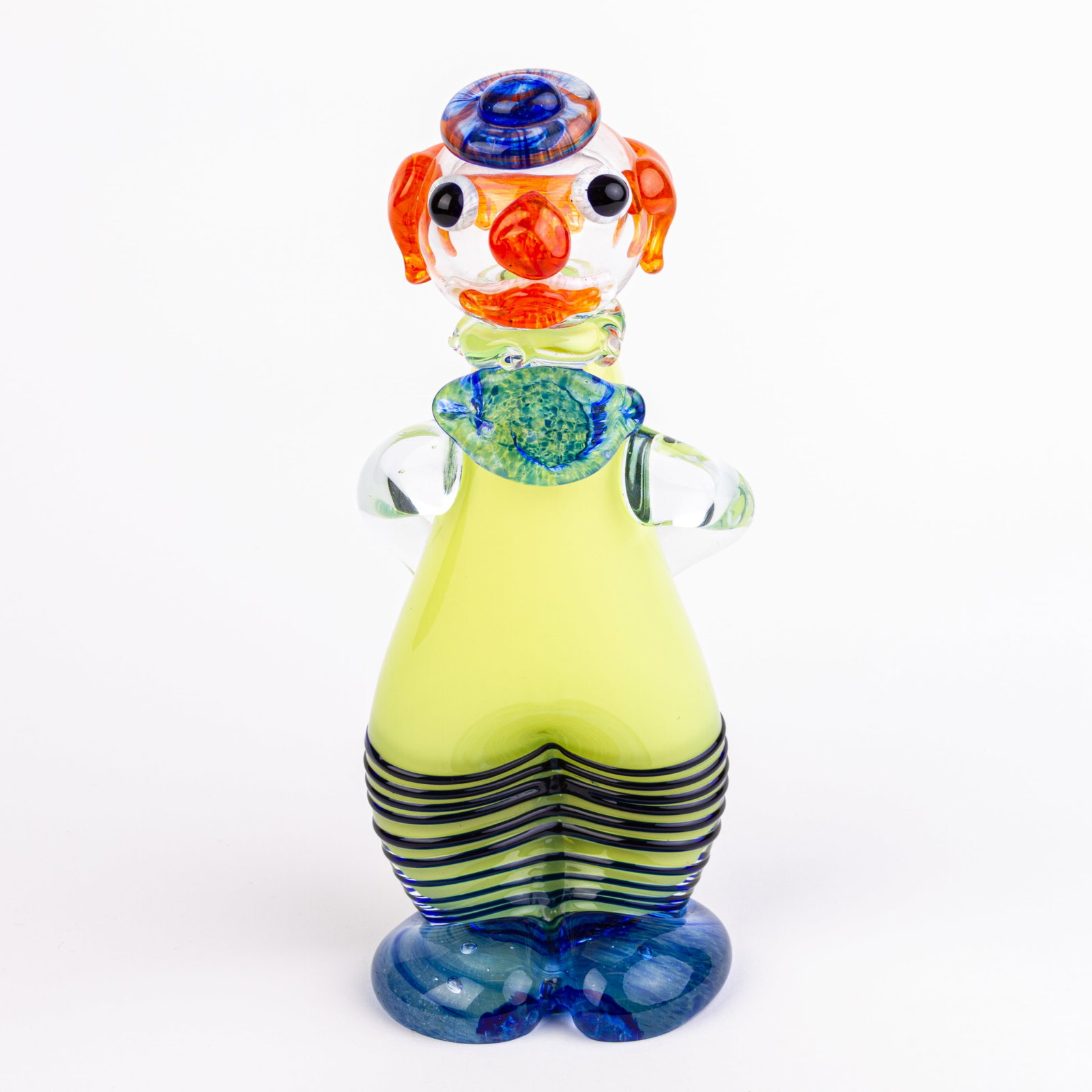 Large French Parisian Glass Designer Clown Sculpture: DIMENSIONS APPROX 12x10x28CM.