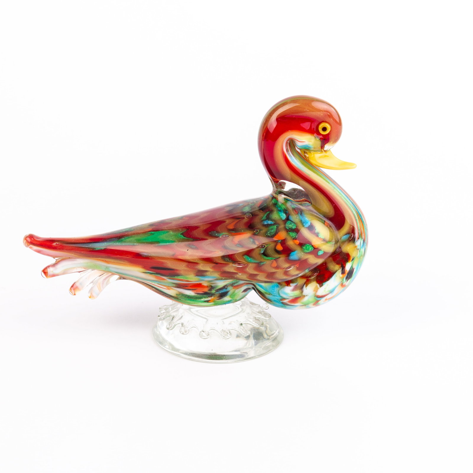 Murano Venetian Glass Designer Duck Sculpture: DIMENSIONS APPROX 17x8x13CM.