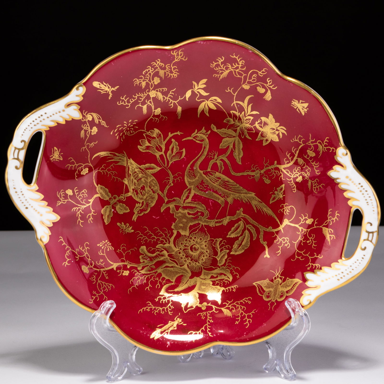 Coalport 24KT Gold Porcelain Asiatic Birds Serving Dish (1 of 5)
