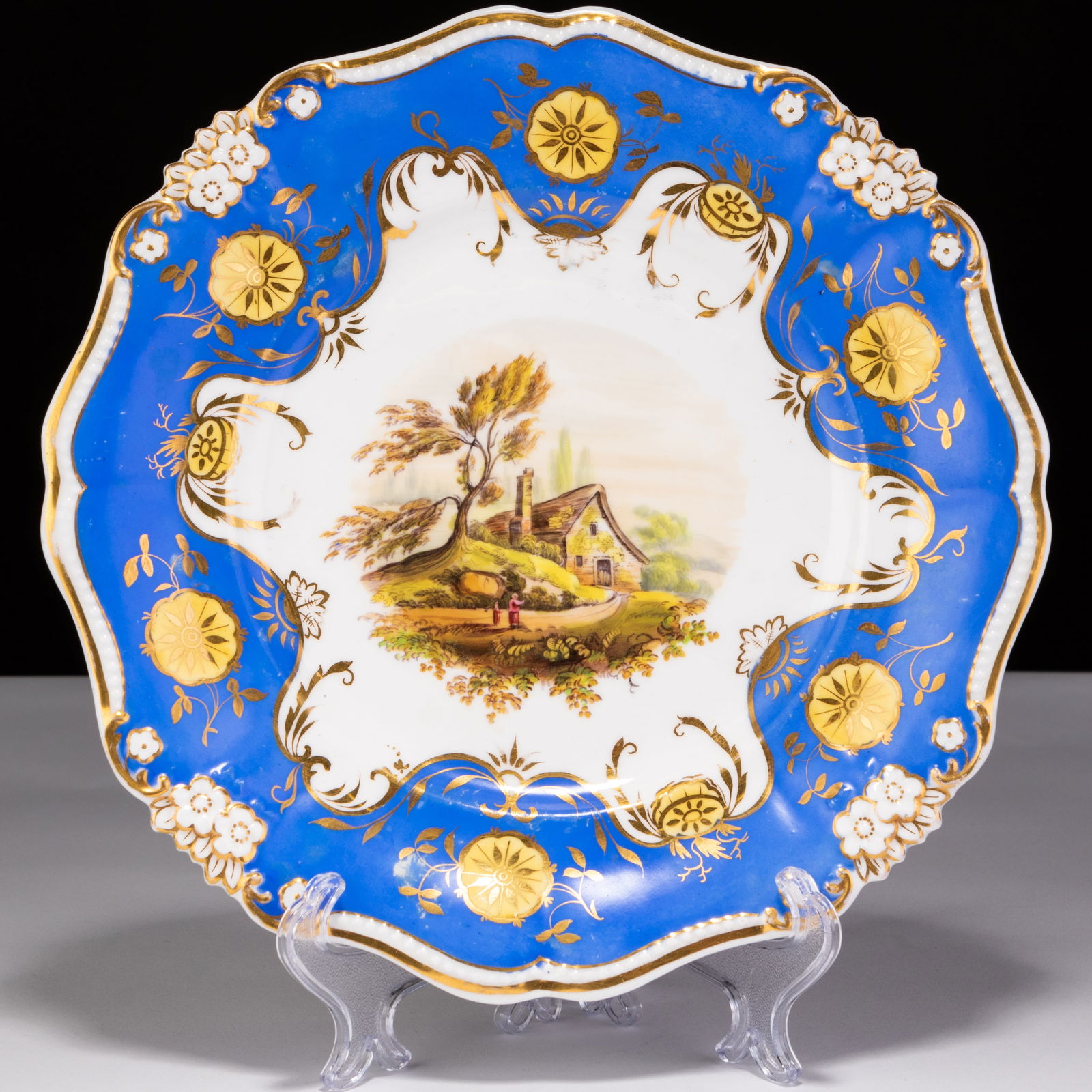 Samuel Alcock Porcelain Plate with Cottage Scene Mid 19th Century (1 of 5)