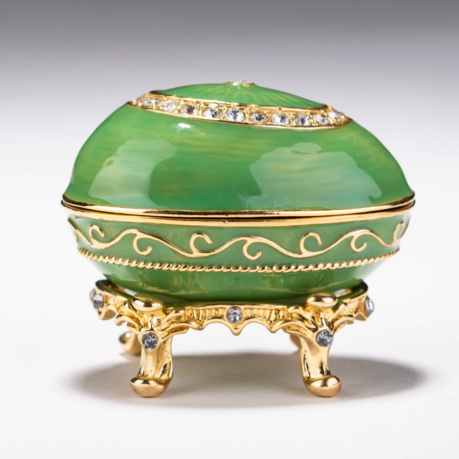 Faberge Style 24KT Gold Enamel Russian Egg Trinket Box (1 of 7)