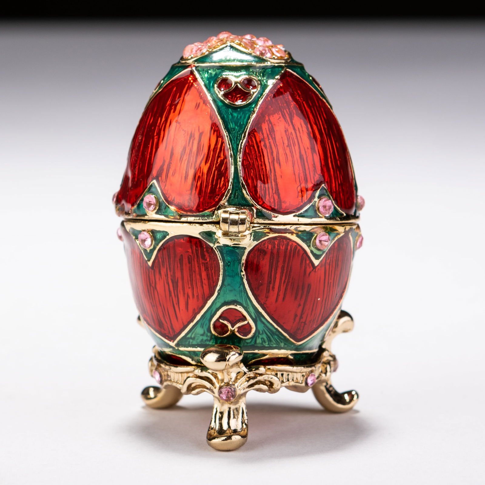 Faberge Style 24KT Gold Enamel Russian Egg Trinket Box (1 of 7)