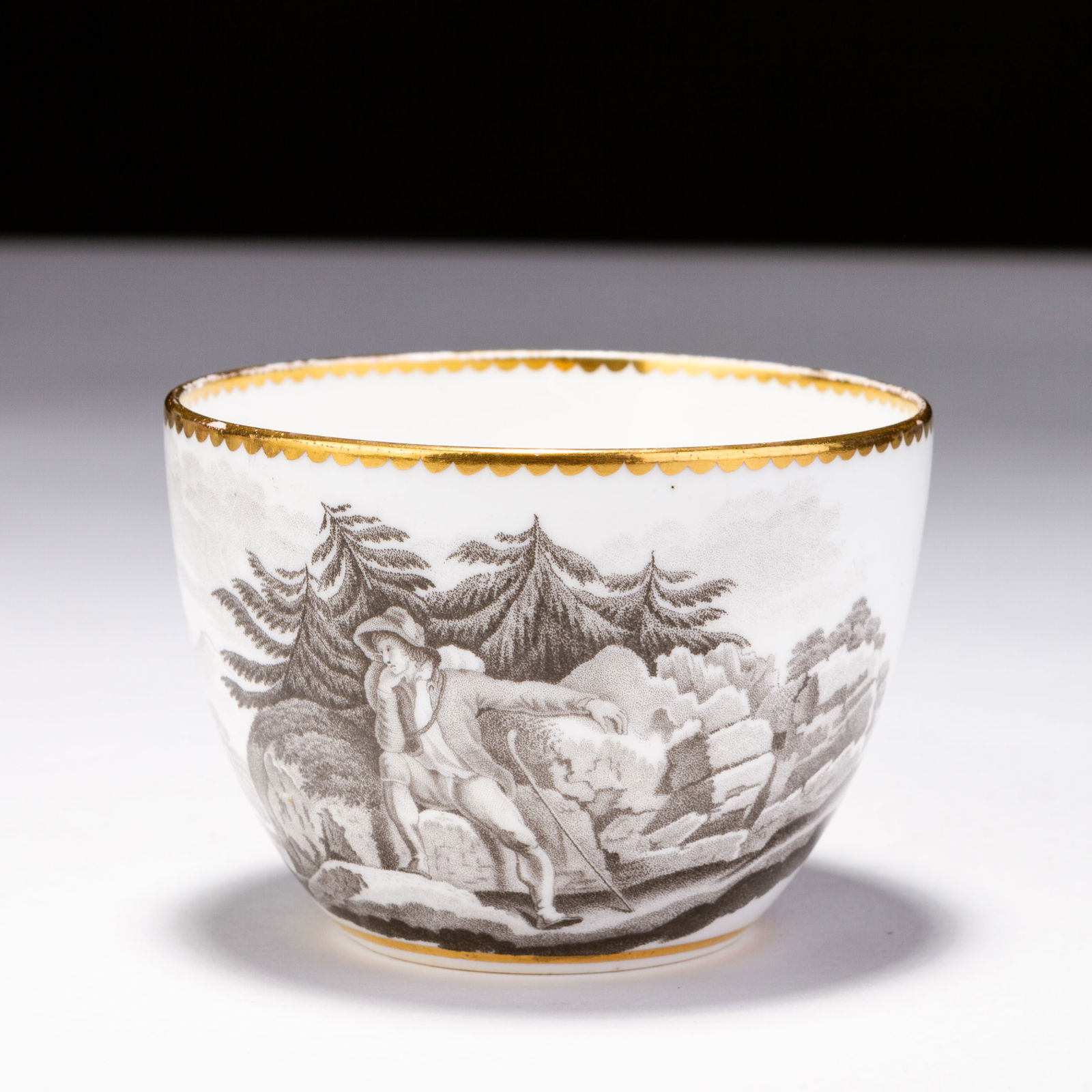 Newhall Georgian Grisaille Porcelain Teacup ca. 1805 (1 of 5)