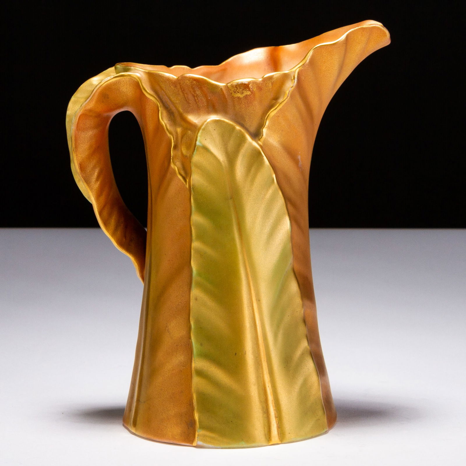Royal Worcester Blush Porcelain Leaf Pitcher Jug ca. 1880 (1 of 5)