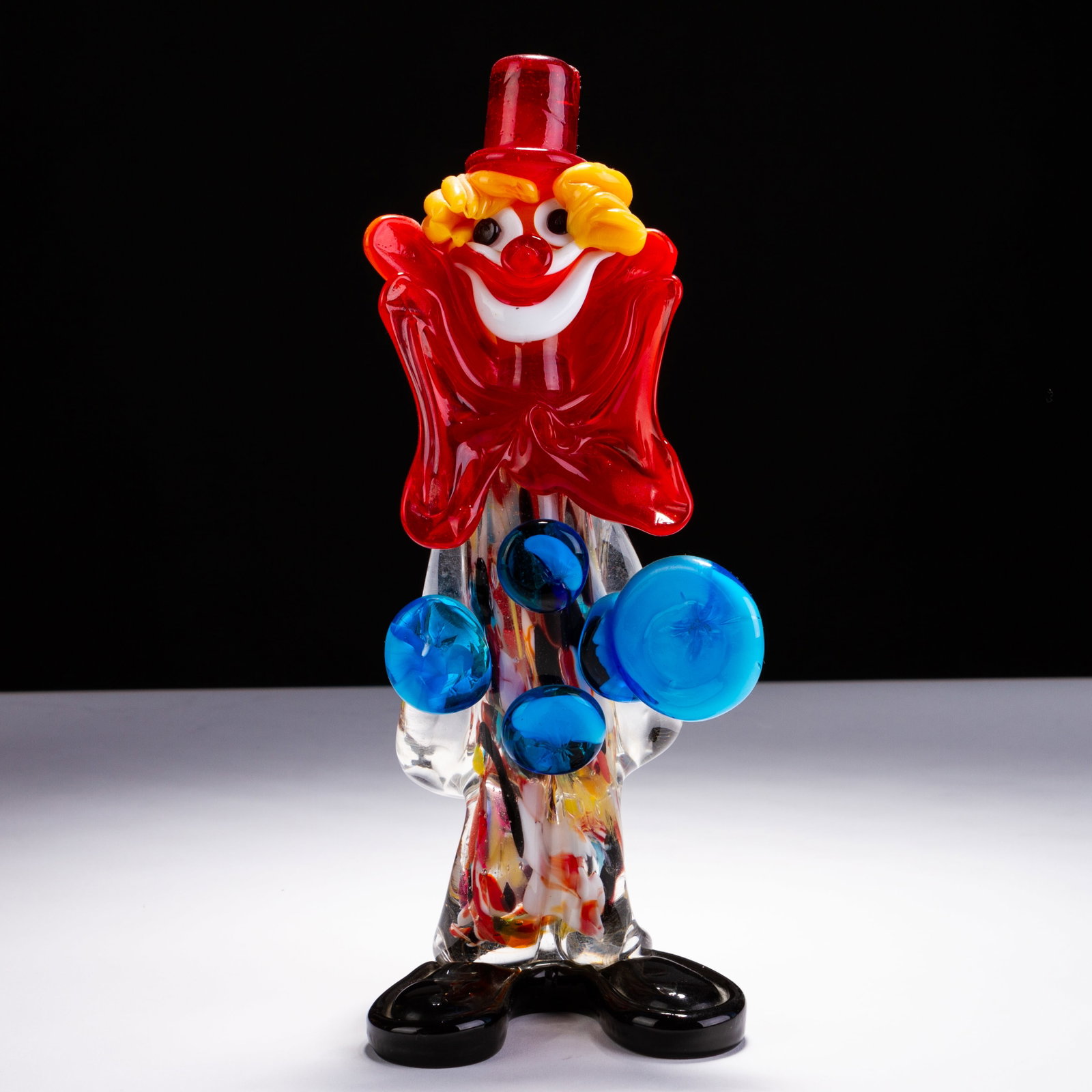 Murano Venetian Glass Clown Sculpture: MEASURING APPROX 9.5 X 25CM HIGH.