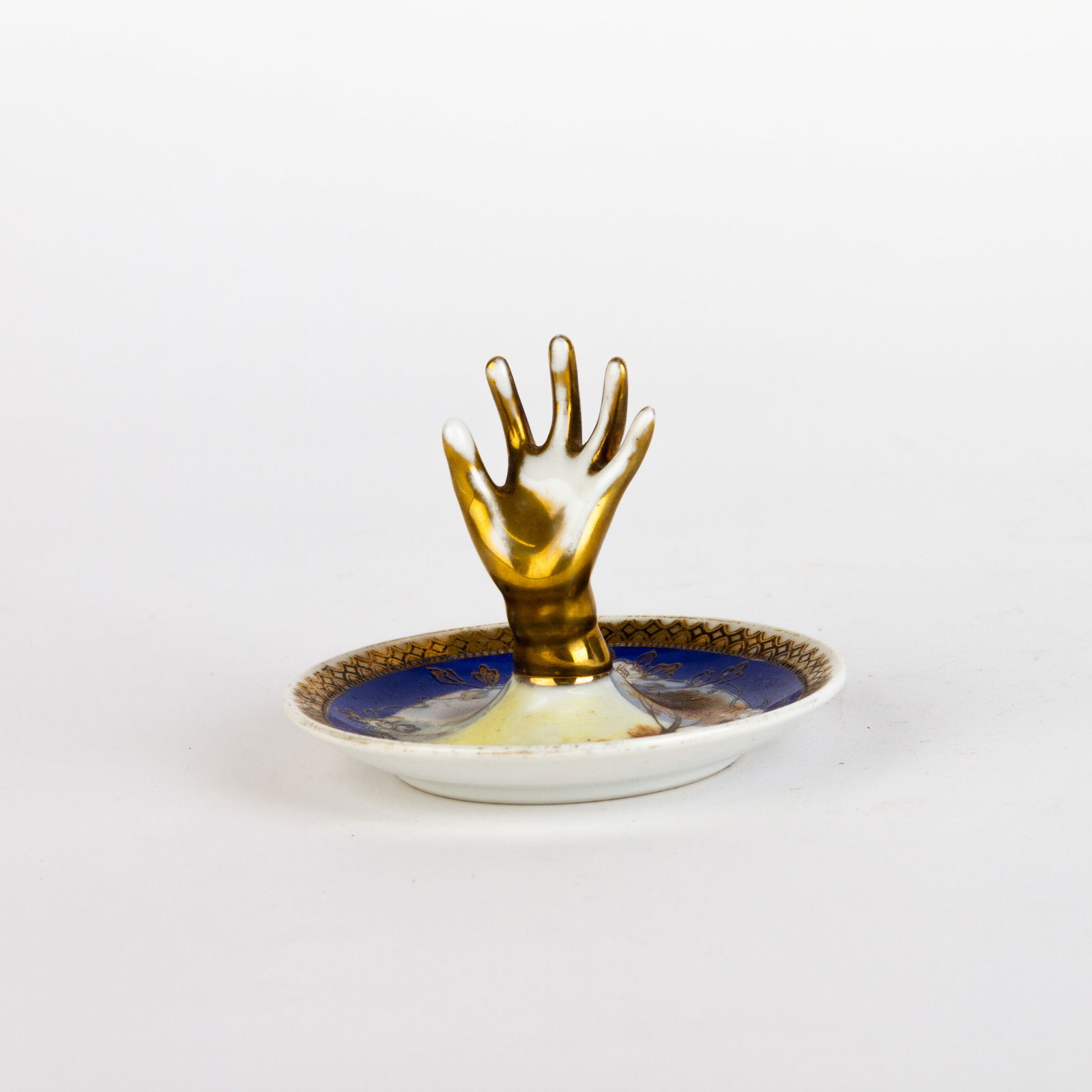 Noritake Japanese Art Deco Porcelain Trinket Ring Holder: DIMENSIONS APPROX 8.5x8.5x7CM.