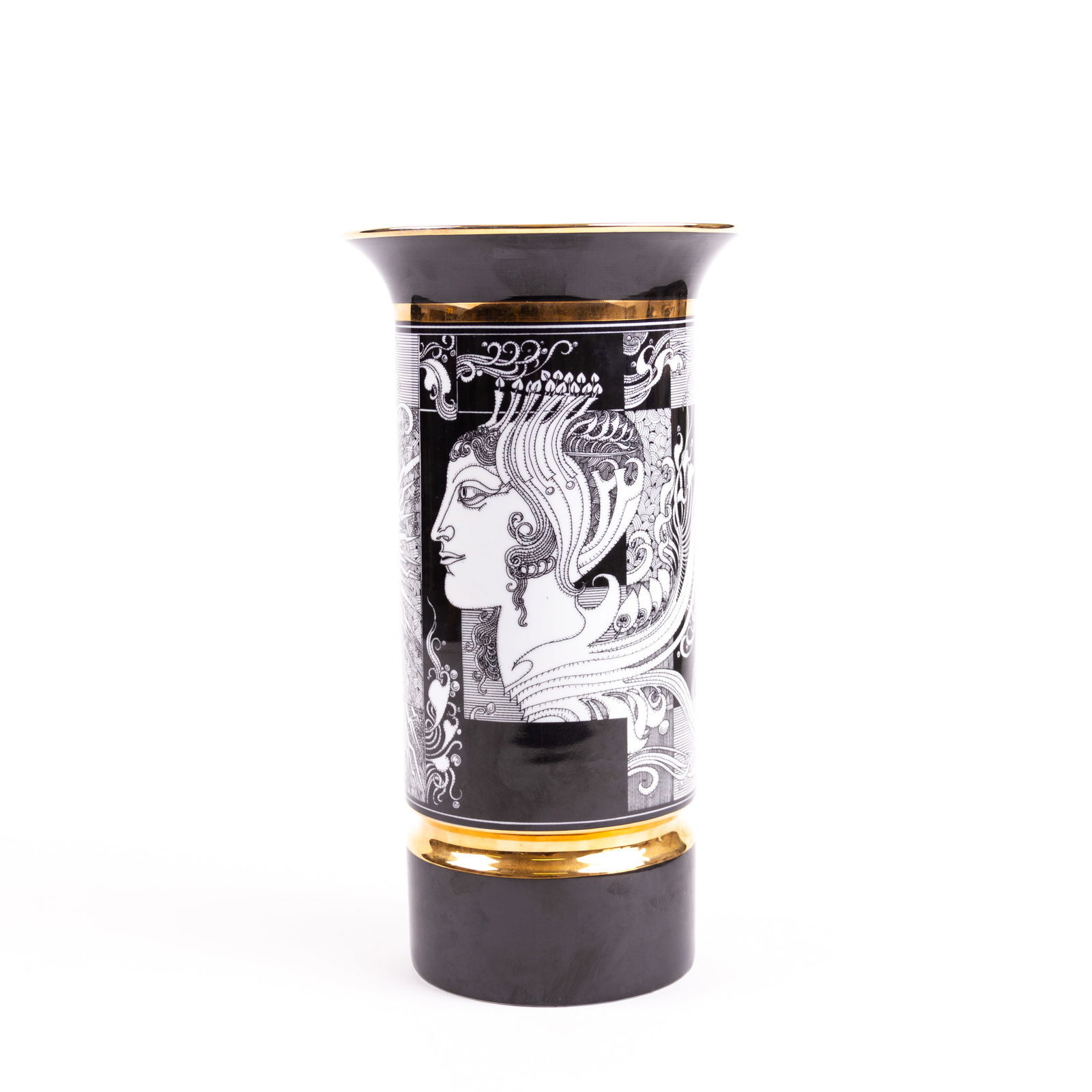 Large Art Deco Style Hungarian 24KT Gold Porcelain Vase Designed by Jurcs?k L?szl (1 of 6)