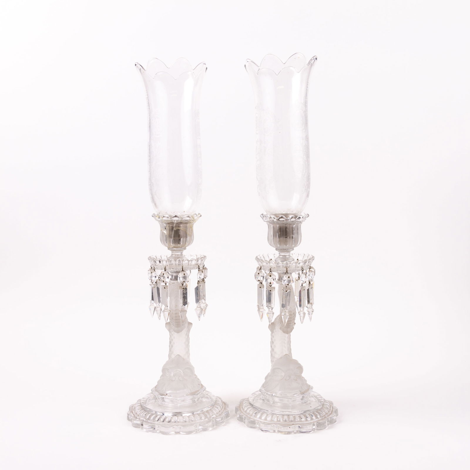 Pair of Baccarat Crystal Dolphin Candle Holders Early 20thC (1 of 9)