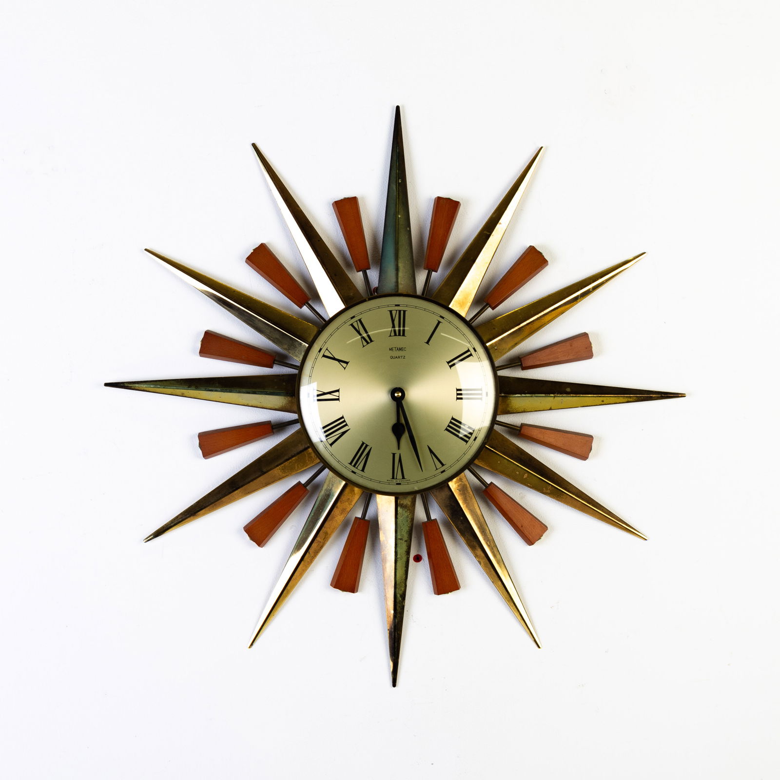 Metamec Sunburst Starbust Mid Century Gold Tone Wall Clock (1 of 5)