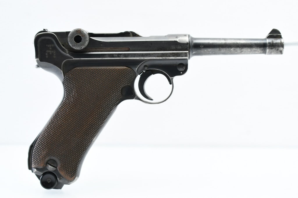 1941 German Mauser (byf) Military P.08, 9mm Luger, Semi-Auto, SN - 9425y: This WWII German Military P.08 Luger is marked "byf" (manufactured by Mauser), "41" (1941), (2) Eagle/655 & Eagle/Swastika (Mauser Military Proofs with Nazi acceptance) and various Nazi Eagle proof st