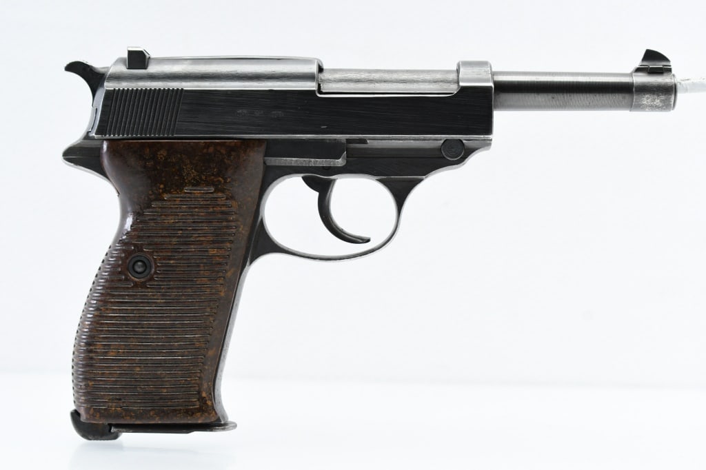 1944 German Mauser (byf) Military P.38 (Numbers Matching), 9mm Luger, Semi-Auto, SN - 9007u: This WWII German Army Issued P.38 is marked "byf" (manufactured by Mauser), "44" (1944), along with (4) Eagle/WaA135 & (1) Eagle/Swastika (Mauser Military Proof with Nazi acceptance). This gun is numb