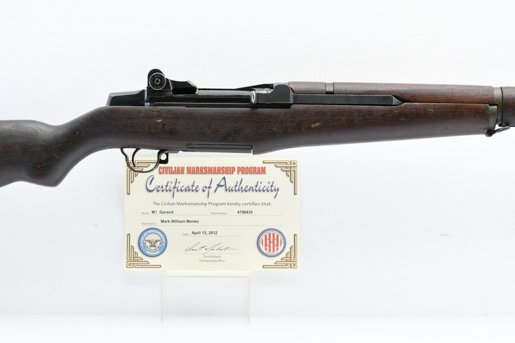 1954 U.S. Harrington & Richardson M1 Garand (CMP), 30-06 Sprg., Semi-Auto, SN - 4796835: According to the U.S. M1 Garand Serial Numbers production chart, this U.S. Harrington & Richardson Arms Co. (H&R) M1 Garand Rifle represents a production date of 1954, and sports the original HRA barr