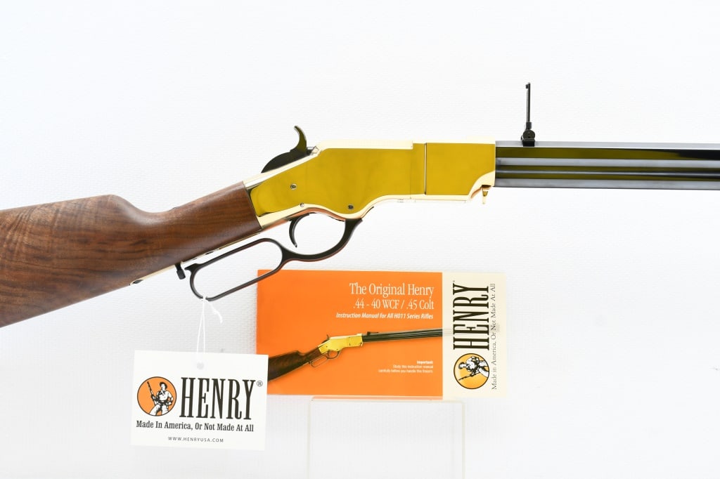 Henry H011C "Original Henry Rifle" (24.5"), 45 Colt, Lever-Action (NIB), SN - BTH0848C: HENRY INFO: The Henry Original Rifle is true to Henry's 1860 patterns and patents, and virtually identical aside from concessions necessary to adapt to the 45 Colt centerfire rounds. This Lever Toggle