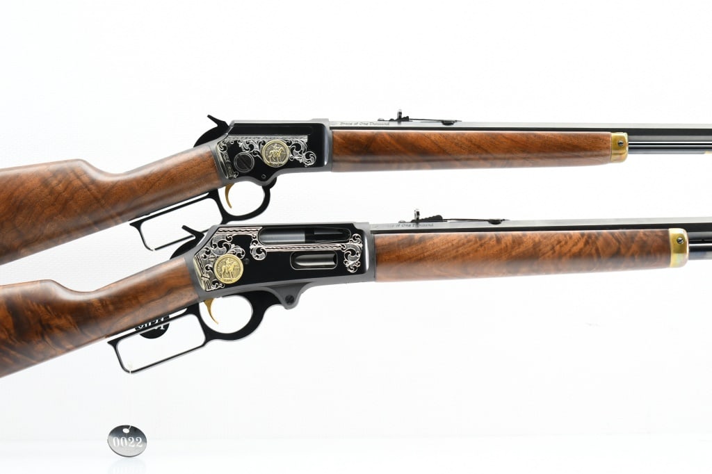 Set - 1970 Marlin "Brace of One Thousand" M39 & M336 (20"), 30-30 Win./ .22, Lever-Actions, SN - ...: These two Marlin Presentation carbines, Models 39 & 336, sell together as a "set". INFO: In 1970, a limited run of 1,000 of these matched sets were produced to commemorate the centennial of MarlinR