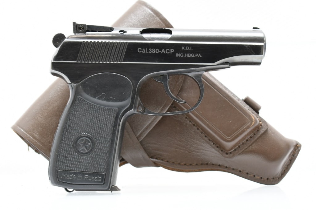 1994 Russian IMEZ Baikal IJ70-17A "Makarov", 380 ACP, Semi-Auto (W/ Box & Holster), SN - G021658: This "Makarov" style pistol was made by IMEZ (Izhevsk Mechanical Plant) in Russia and imported to the U.S. by K.B.I. This pistol comes in the original box with cleaning tools & paperwork, including an