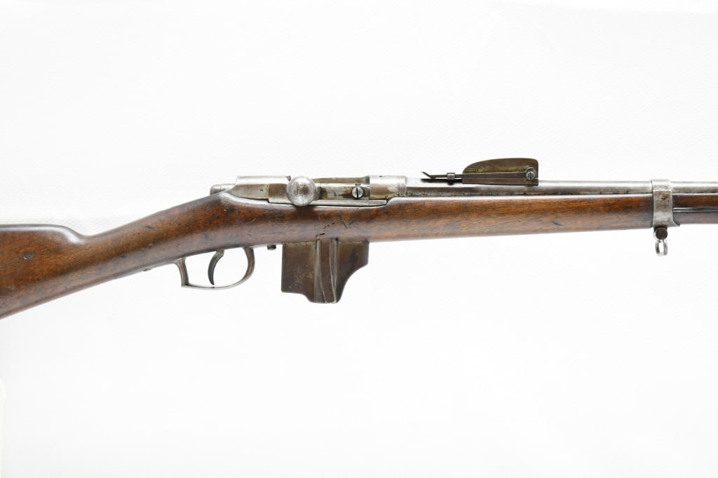 1875 Dutch Stevens Maastricht Beaumont-Vitali M1871/88, 11.3x52R, Bolt-Action, SN - 2747: This Dutch Infantry Rifle was produced by Stevens in Maastricht, Netherlands, and is barrel dated "1875". Originally a single-shot, this rifle sports a 1891 magazine conversion. SPECS: Smooth walnut s