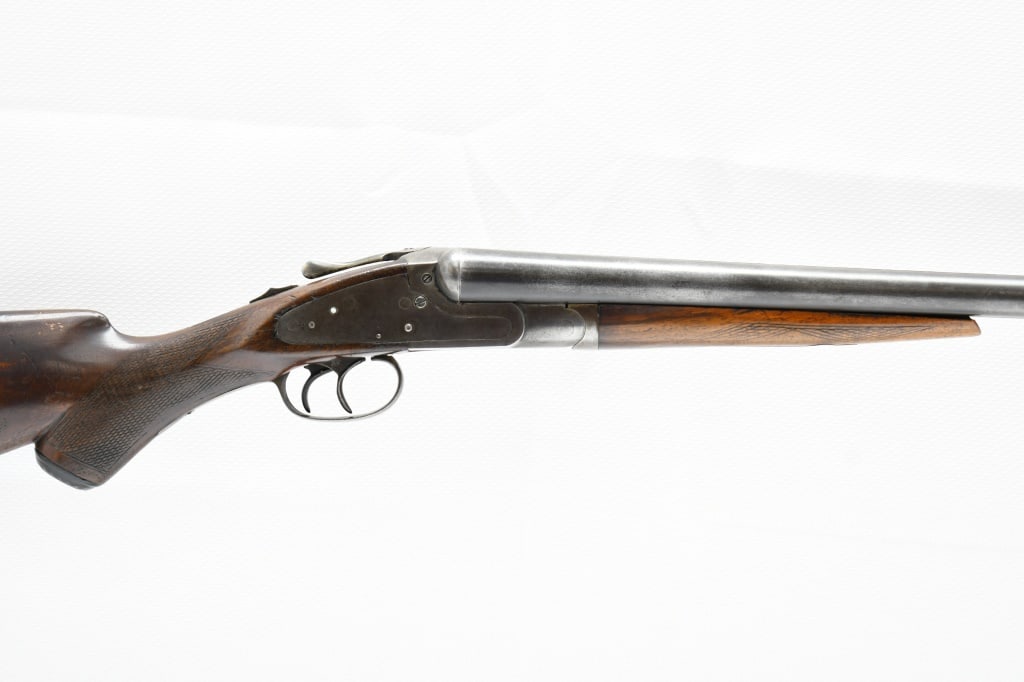 Circa 1920s Lakeside - Crescent Firearms (21.25"), 12 Ga., Side-By-Side, SN - 236954: "Lakeside" was a trade name used on shotguns produced by HD Folsom/Crescent Firearms for Montgomery Ward department stores from 1895-1930. SPECS: Hand outline checkered walnut stock with fluted comb &