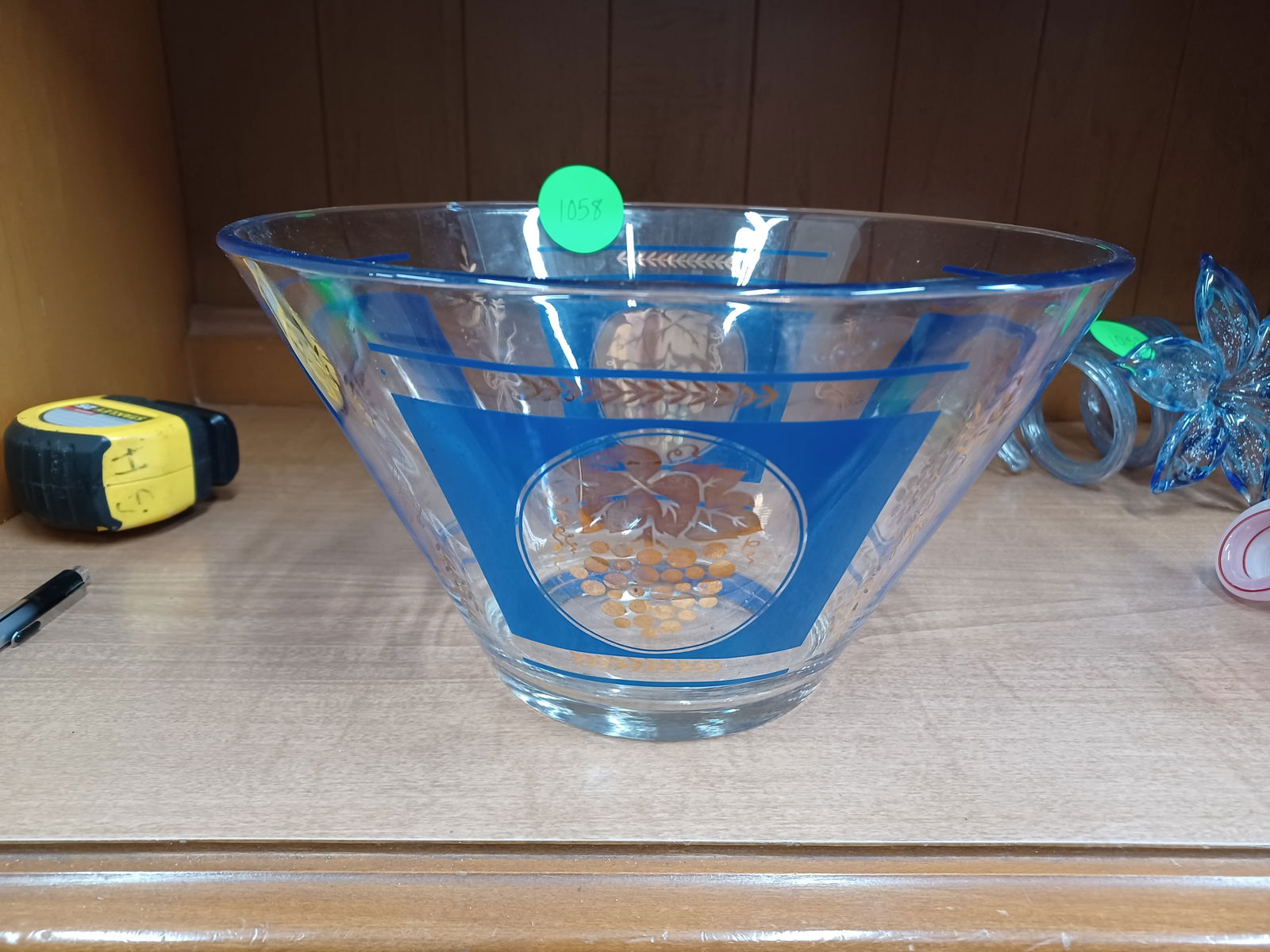 Vintage Hazel Atlas Cobalt Blue and Gold Wheat Pattern Bowl (1 of 4)