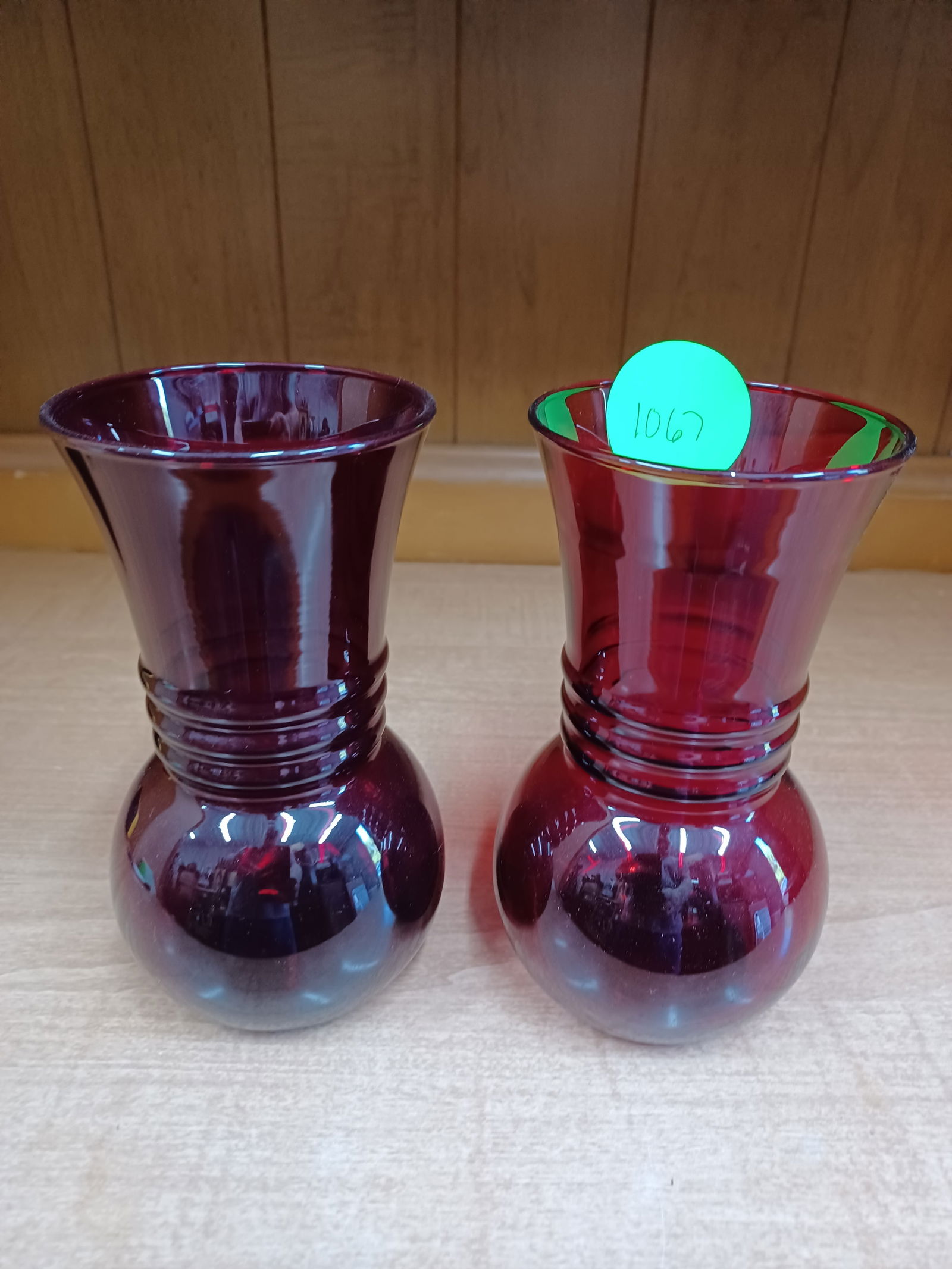 Vintage Pair of Ruby Glass Vases (1 of 3)