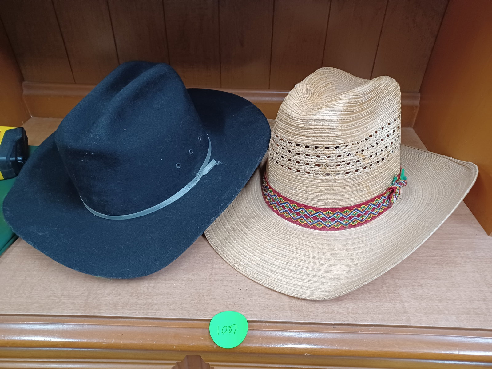 Lot of 2 Cowboy Hats: Black hat is size 7 Cattleman / Straw one is size 7 1/8 by Rio Grande