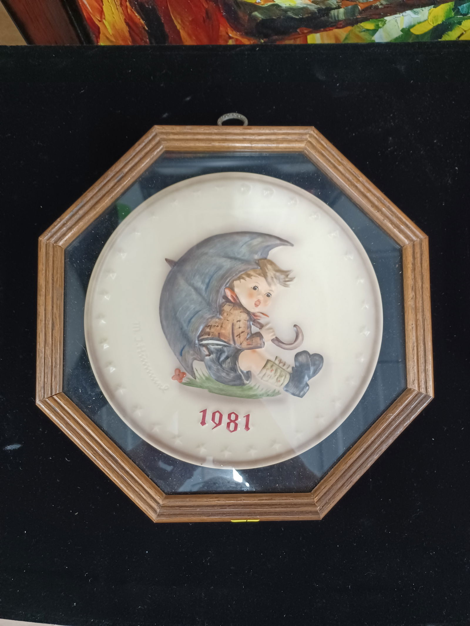 Vintage 1981 Hummel Plate Framed in wood case (1 of 3)