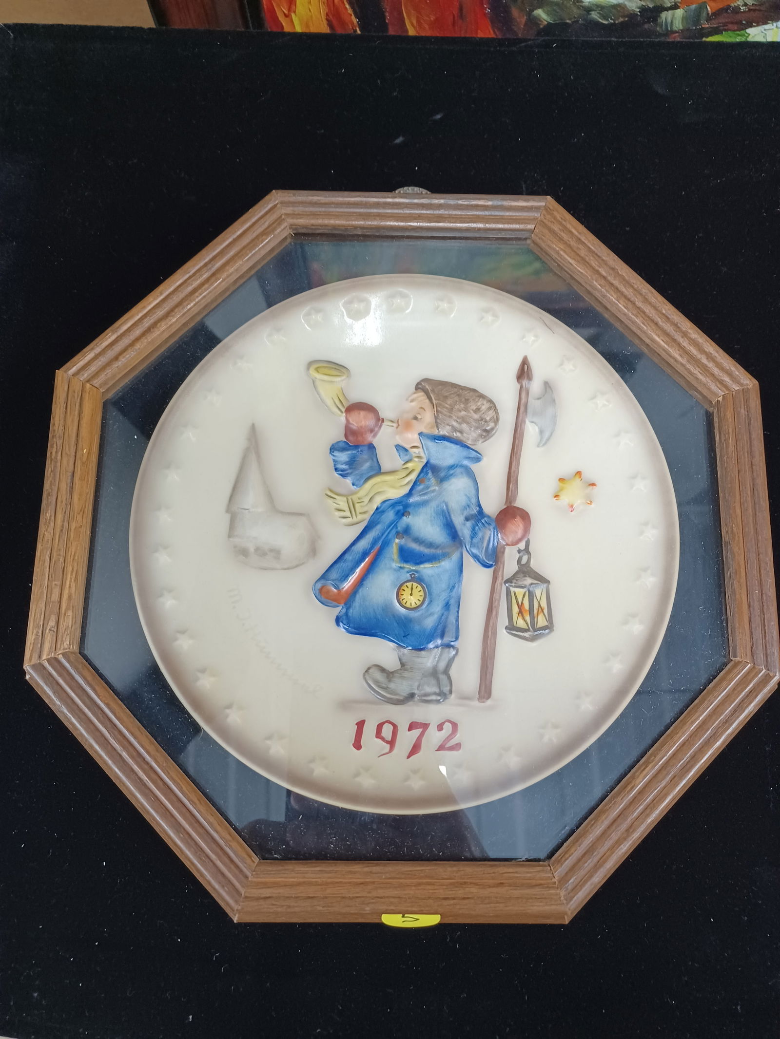Vintage 1972 Hummel Plate Framed in wood case (1 of 3)