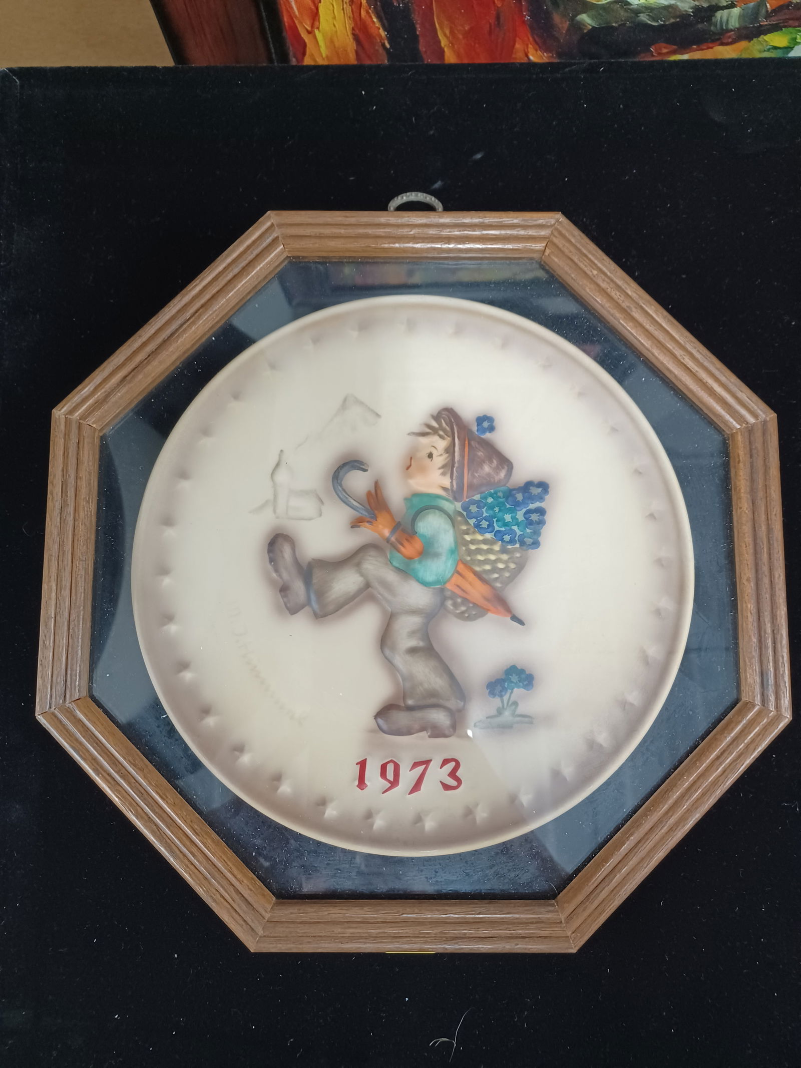 Vintage 1973 Hummel Plate Framed in wood case (1 of 3)