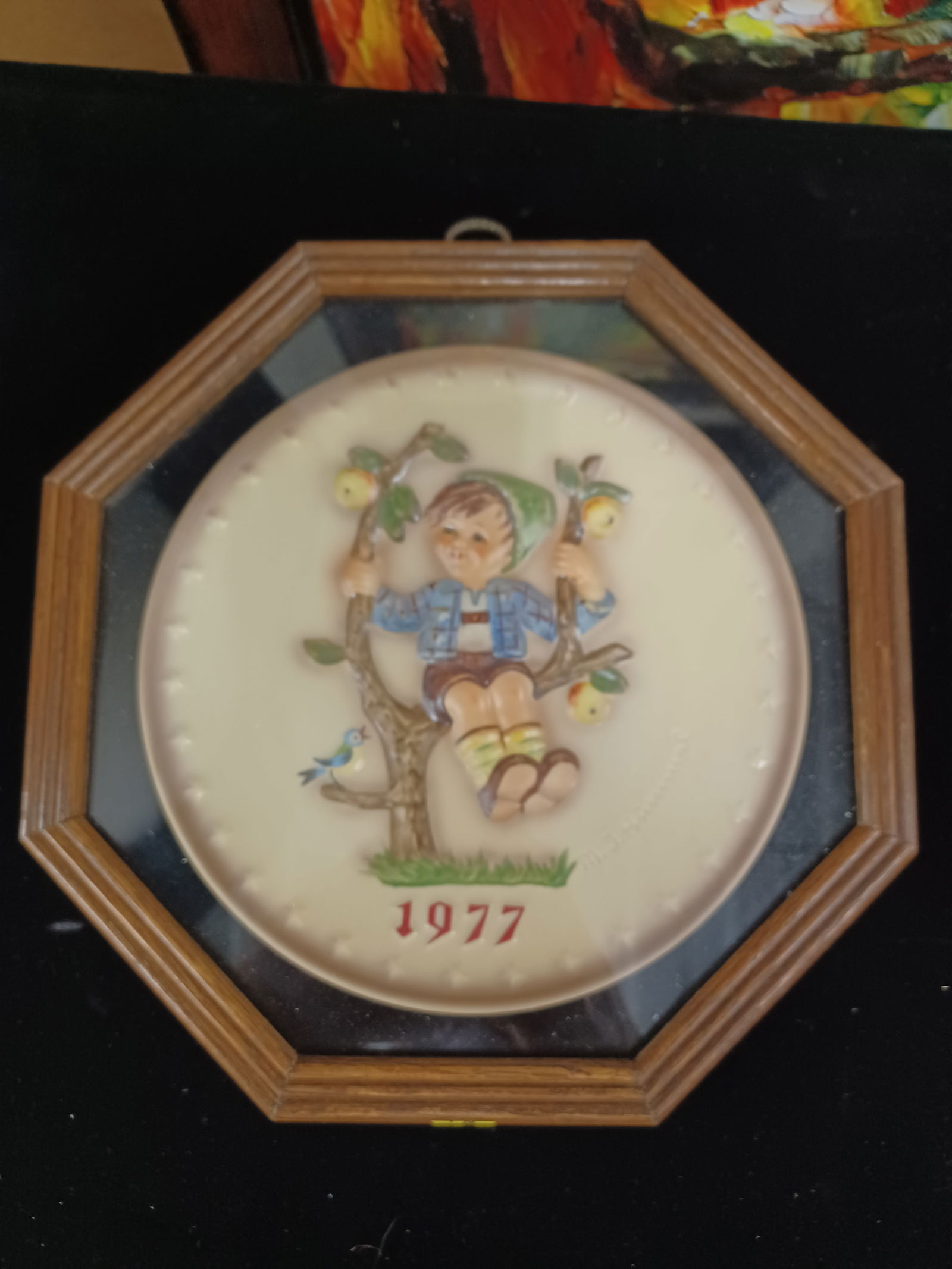 Vintage 1977 Hummel Plate Framed in wood case (1 of 3)