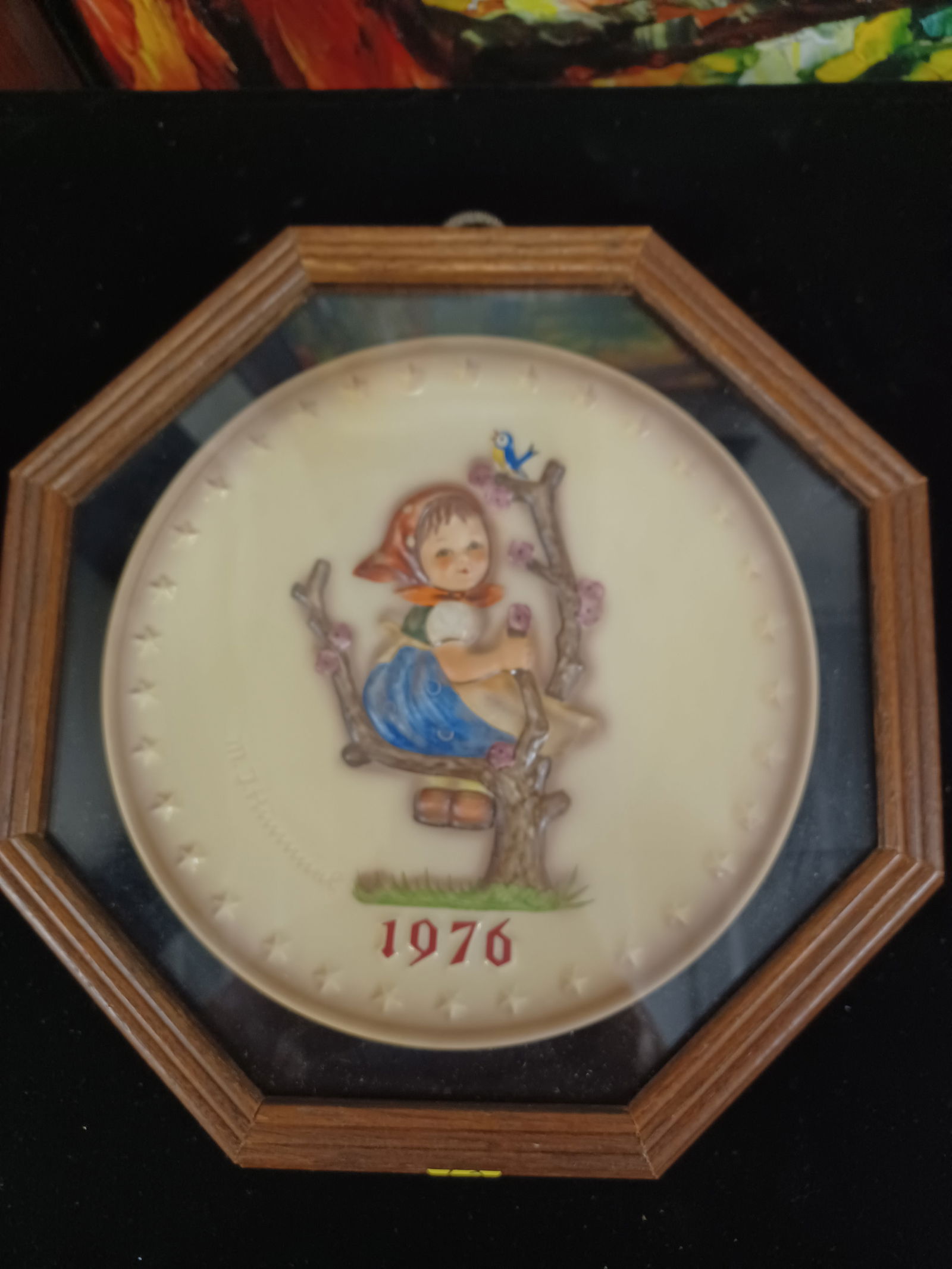Vintage 1976 Hummel Plate Framed in wood case (1 of 3)