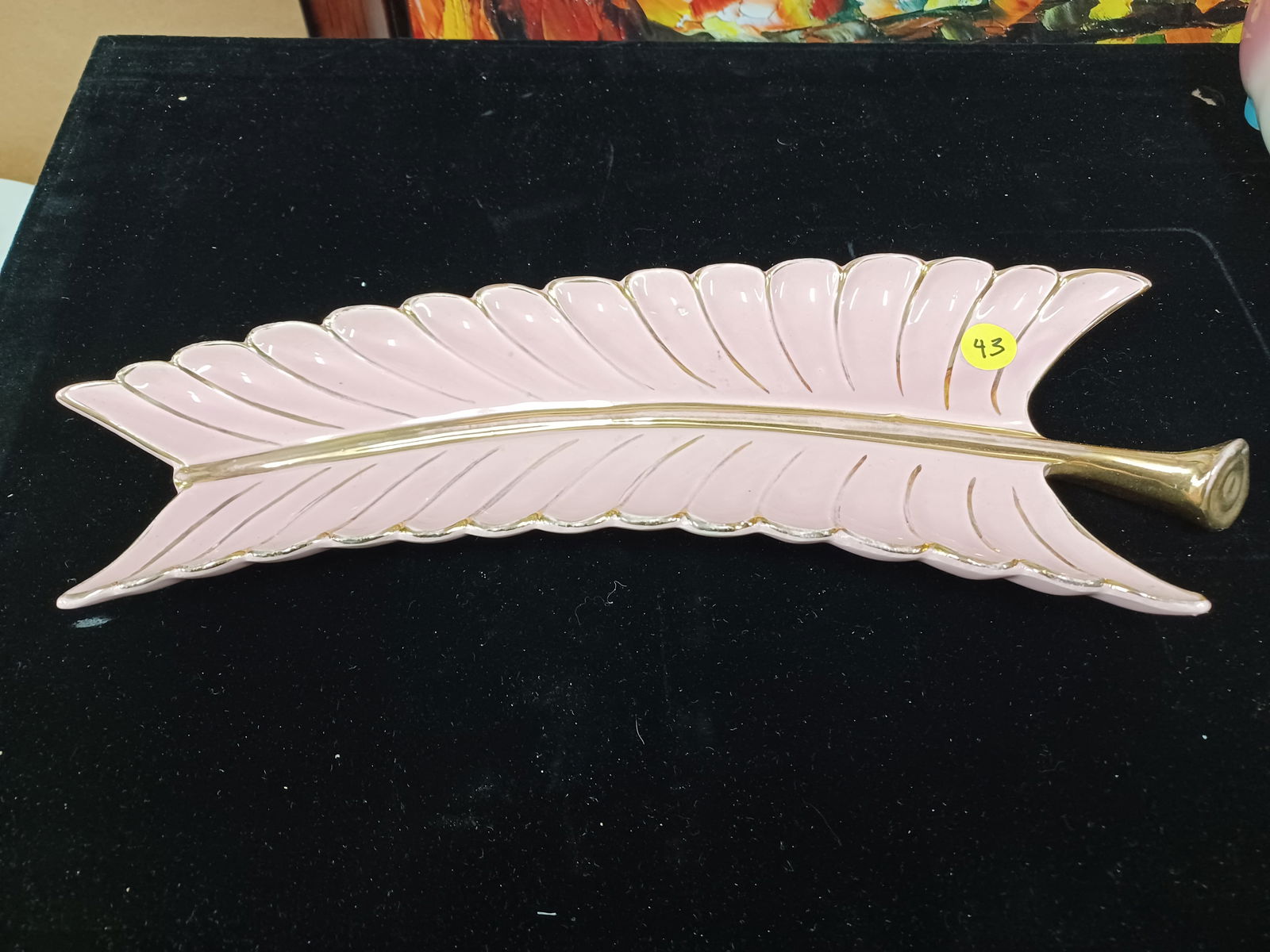 Vintage Mid Century Pink & Gold Pottery Serving Piece (1 of 4)