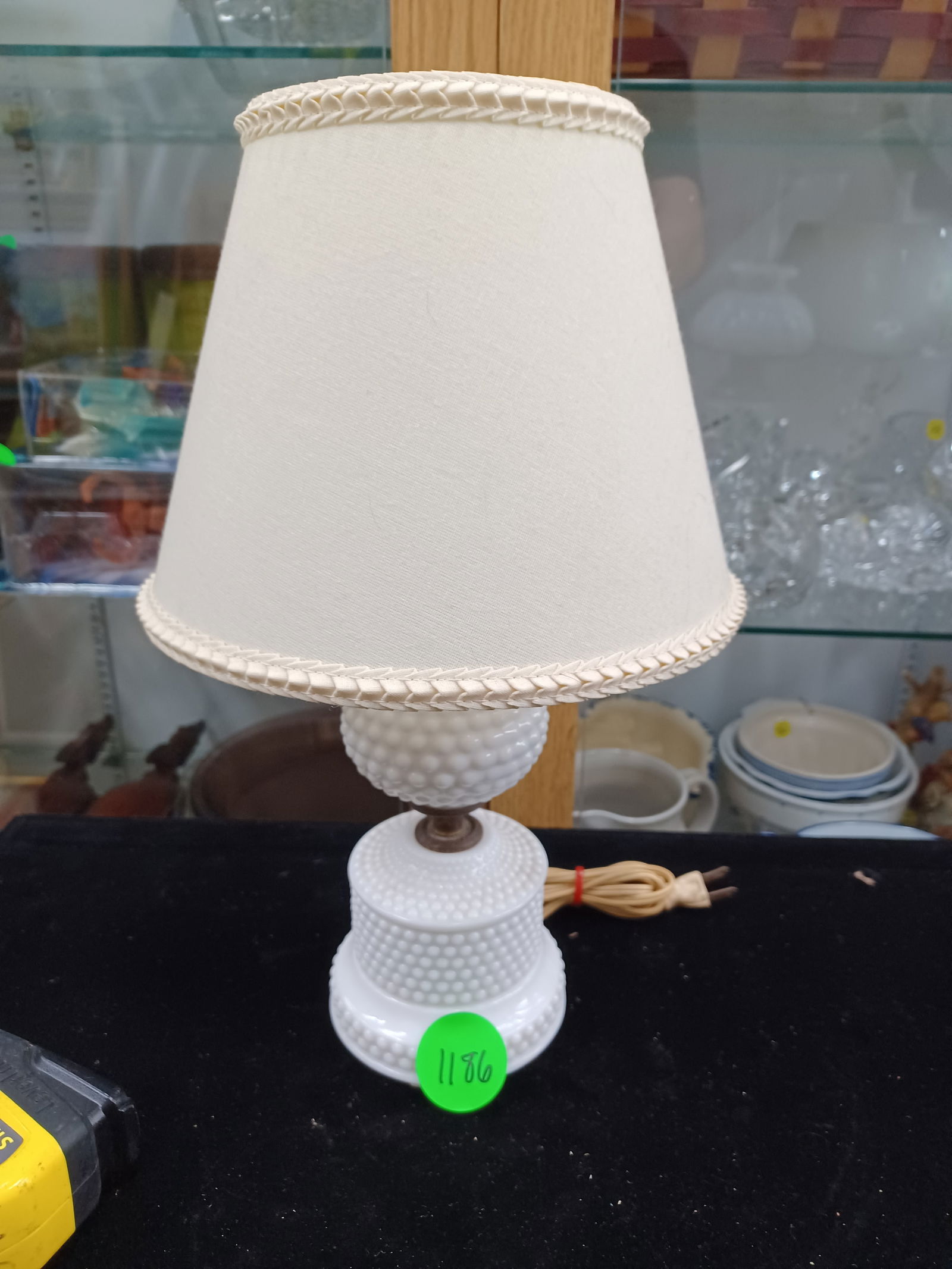 Vintage Milkglass Hobnail Nightstand Lamp (1 of 5)