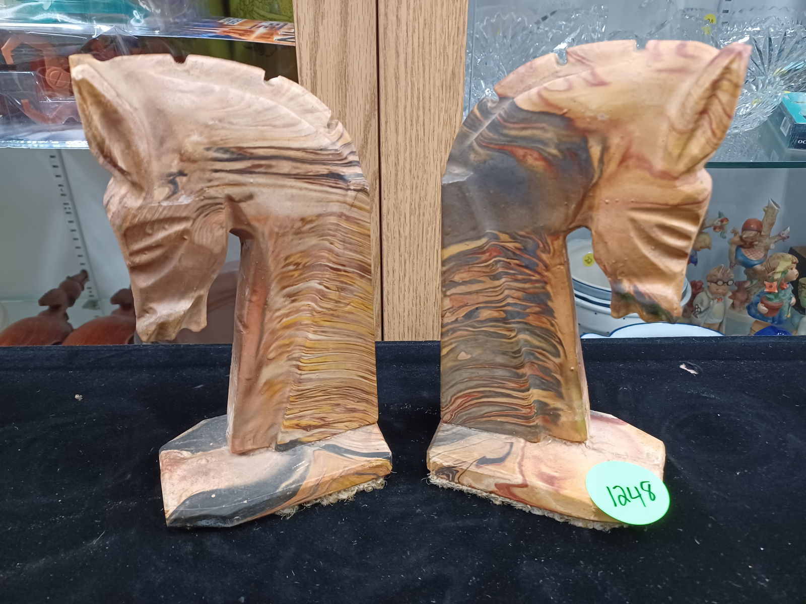 Vintage Carved Stone Bookends: see photos for details